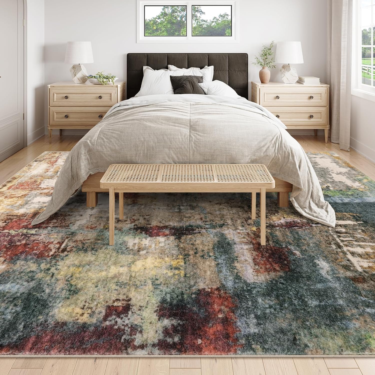 Lahome Modern Abstract 9x12 Area Rugs for Bedroom, Washable Living Room Rug for...