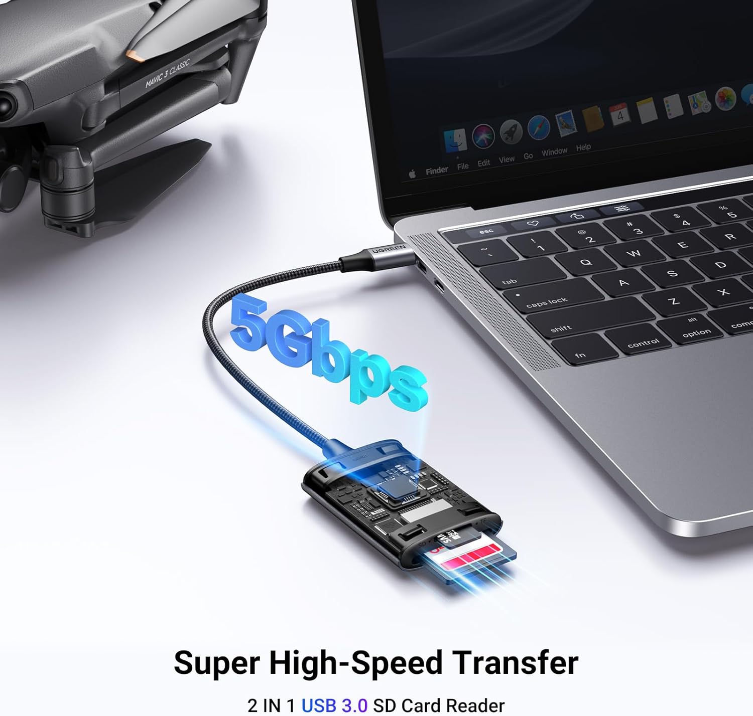 UGREEN SD Card Reader, USB C Card Adapter with Dual-Slot for Mirco SD/SD, 170MB/...