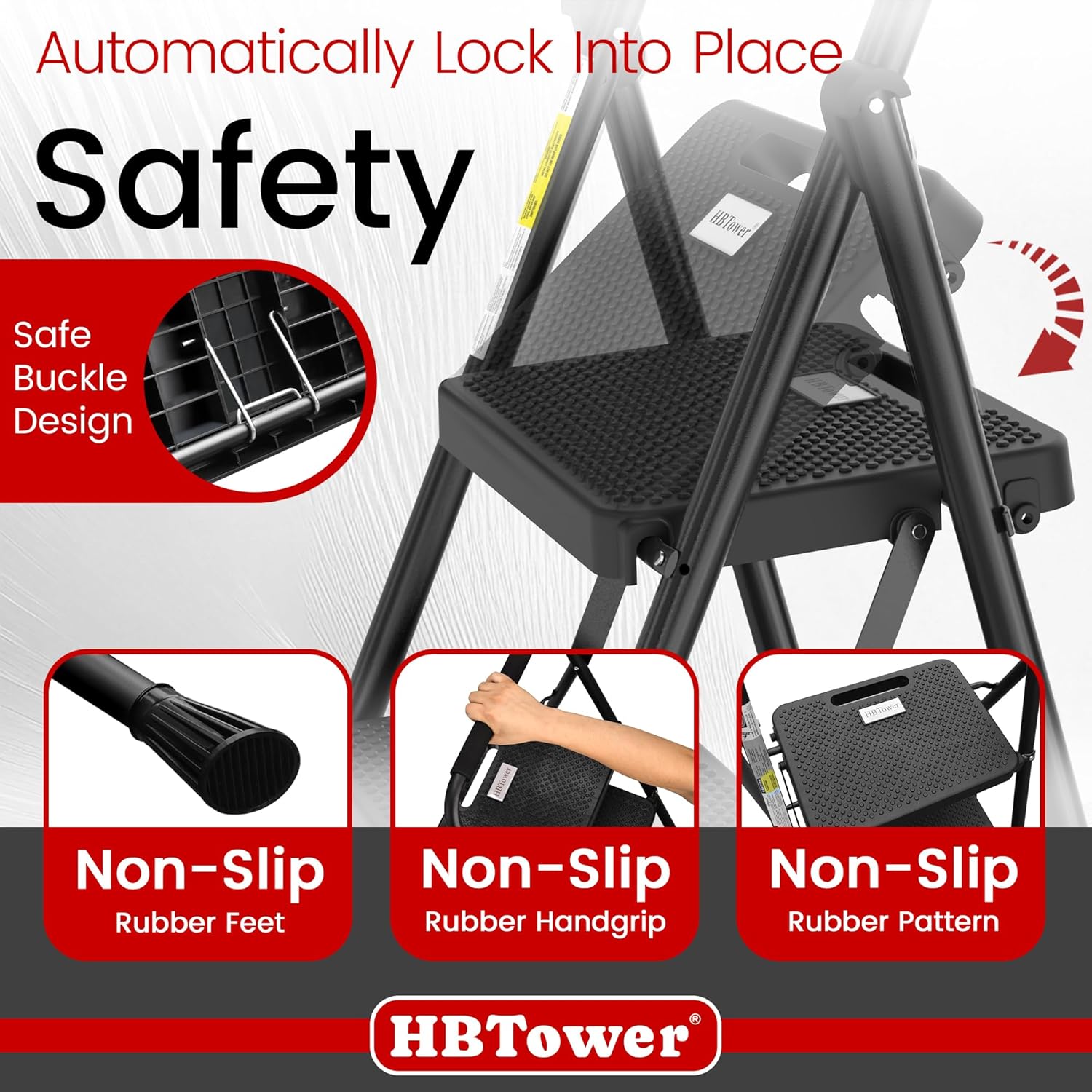 HBTower Step Ladder, Folding Step Stool with Wide Anti-Slip Pedal, Sturdy Steel...