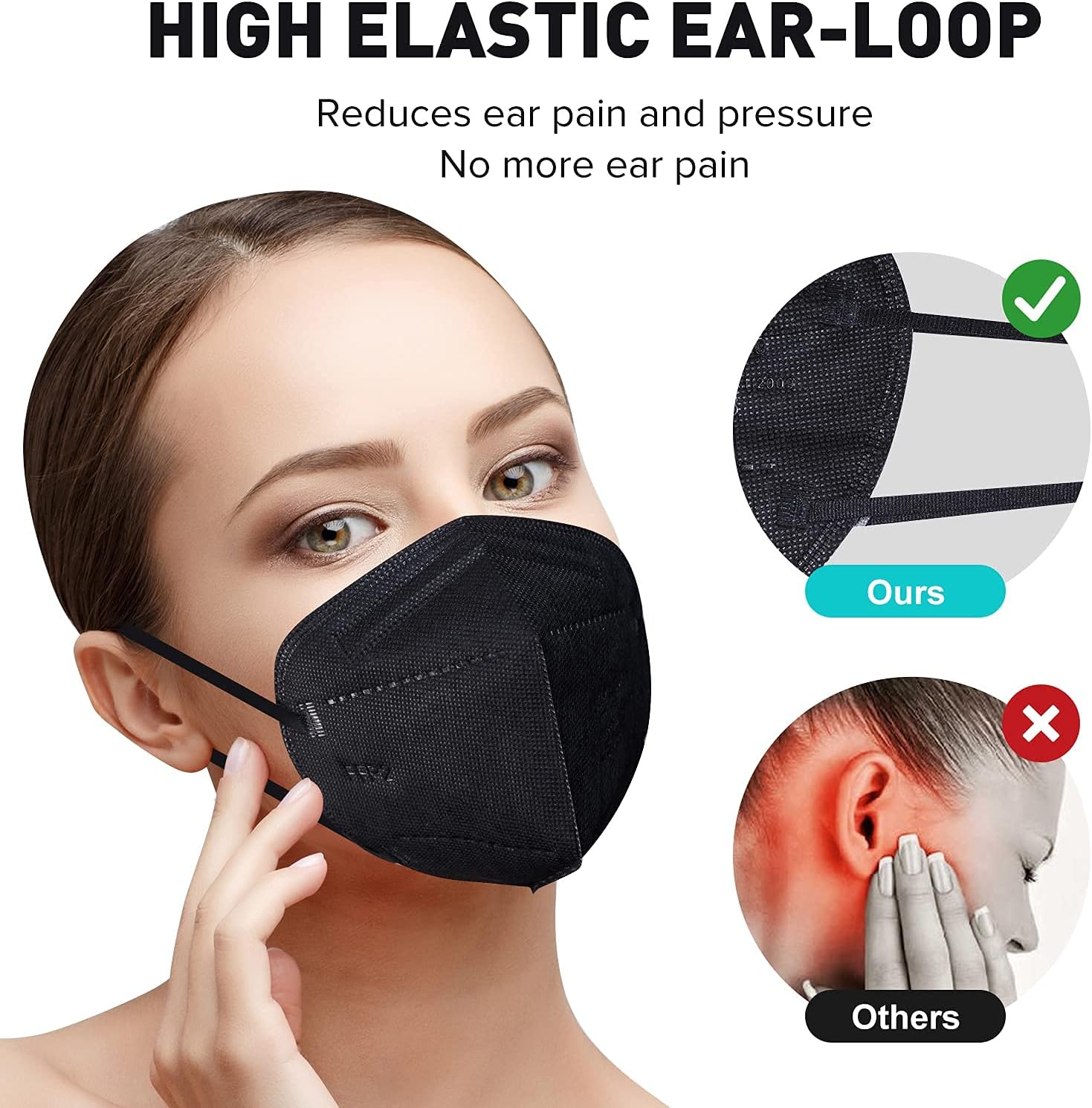 20pcs FFP2 Face Mask Black CE Certified KN95 Mask Filtration Rate ≥95% 5-Layer P...