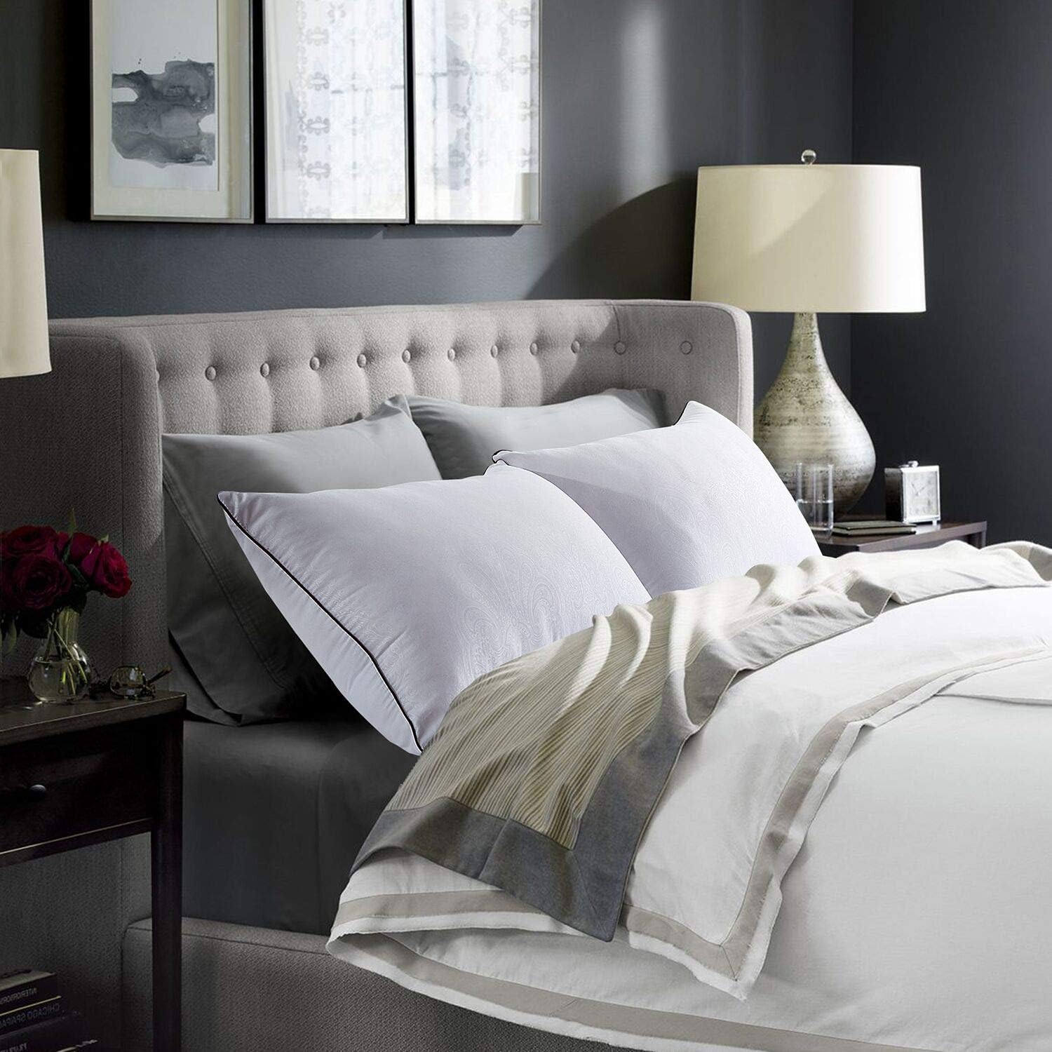 JOLLYVOGUE Standard Pillows Set of 2, Cooling and Supportive Pillows Full Size S...