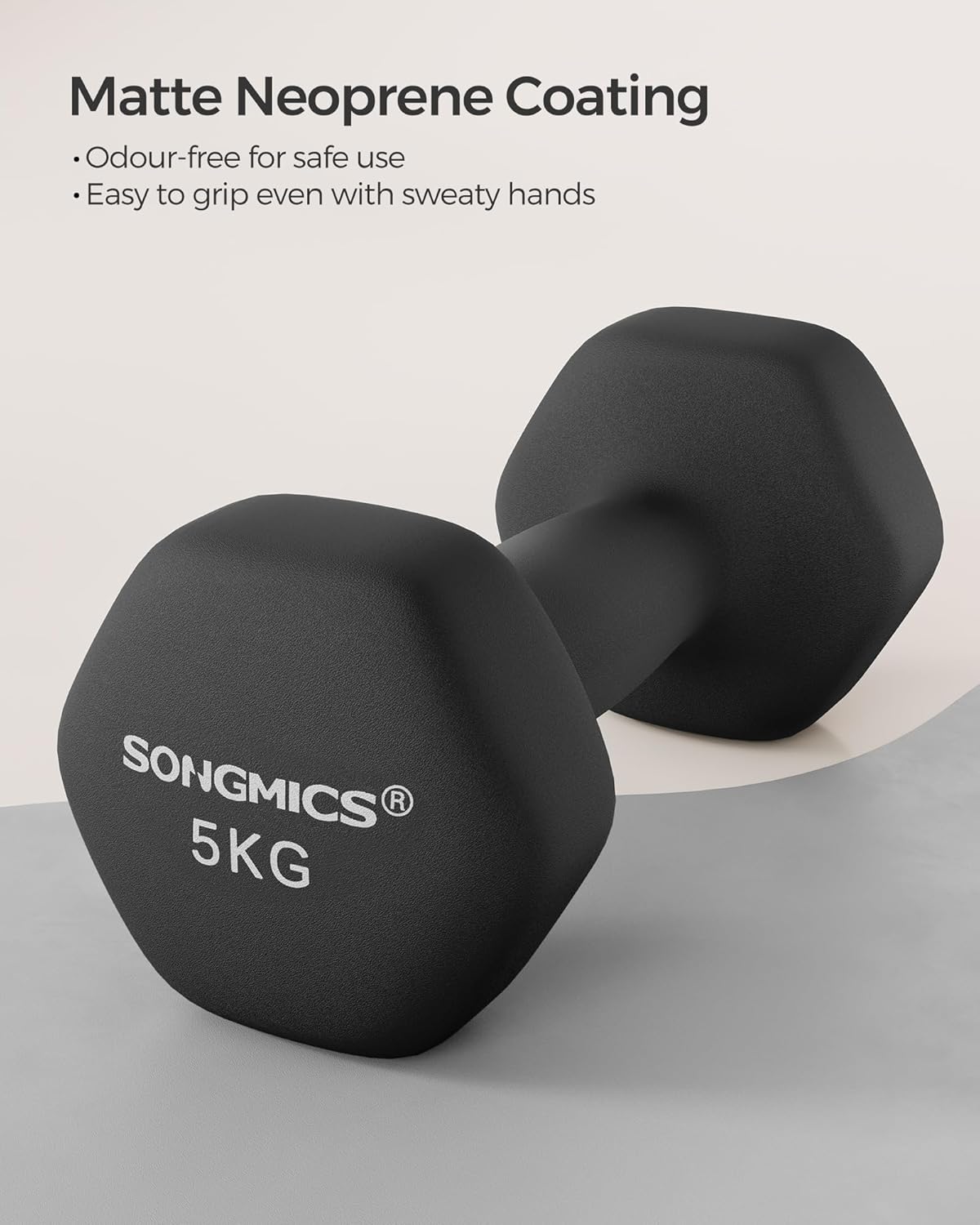 SONGMICS Dumbbells Set of 2 Dumbbells Hexagon Neoprene Coating Strength Training...