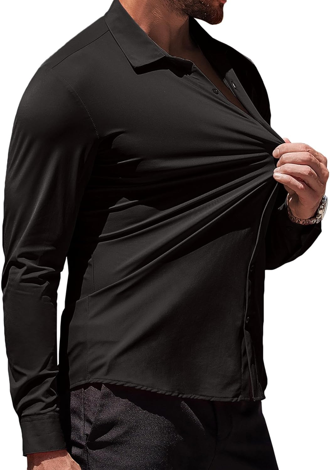 COOFANDY Men's Muscle Fit Dress Shirts Wrinkle-Free Long Sleeve Casual Button Do...