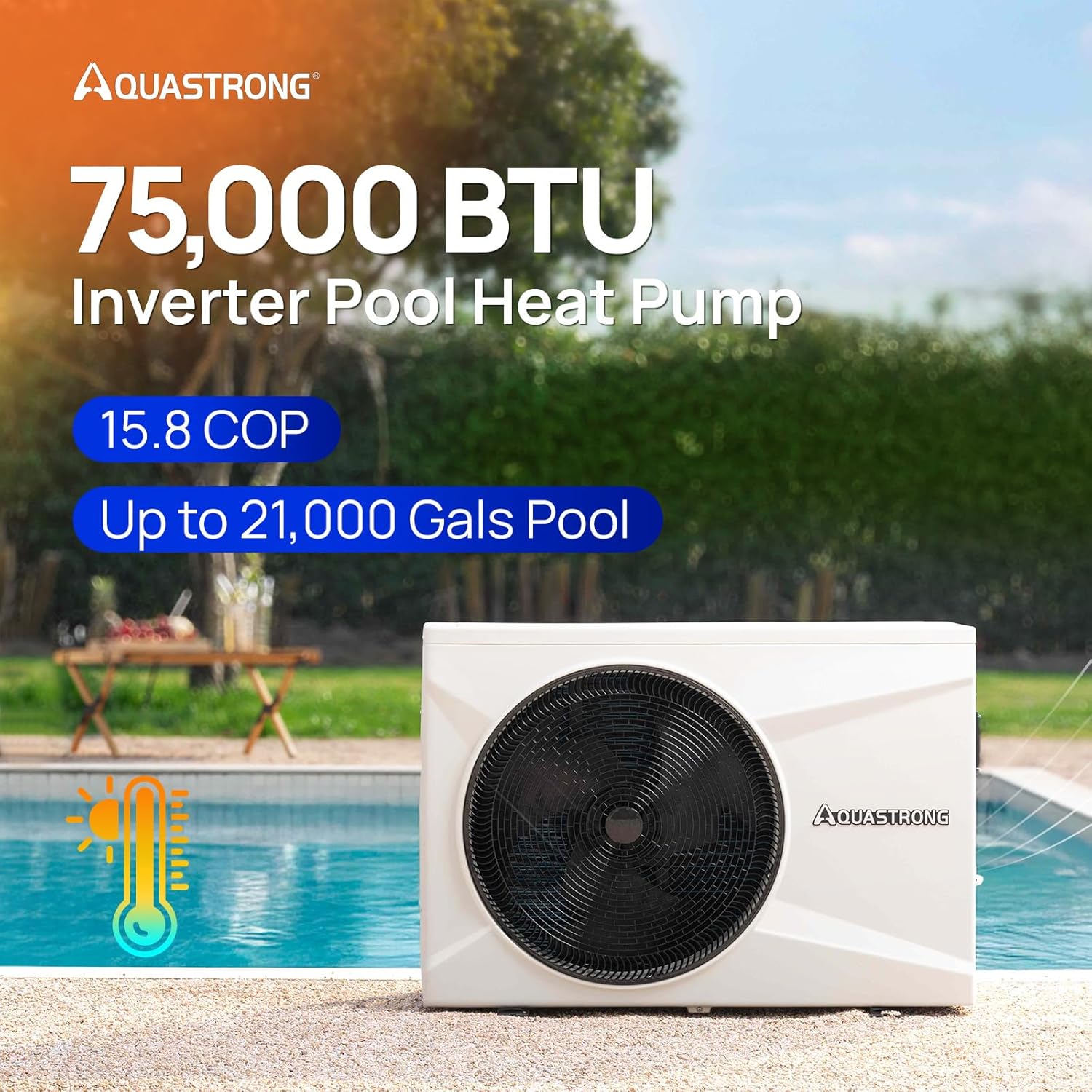 High-Quality AQUASTRONG Inverter Swimming Pool Heat Pump, Efficient Pool Heater...