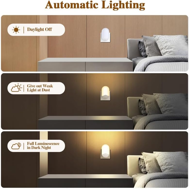 2 Pack LED Night Light, Night Lights Plug in Walls with Dusk to Dawn Photocell S...