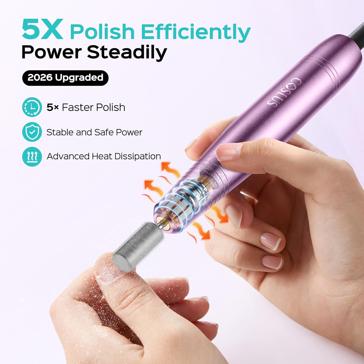 COSLUS C40 Electric Nail Drill, Nail Files for Gel Acrylic Nature Nails, Adjusta...