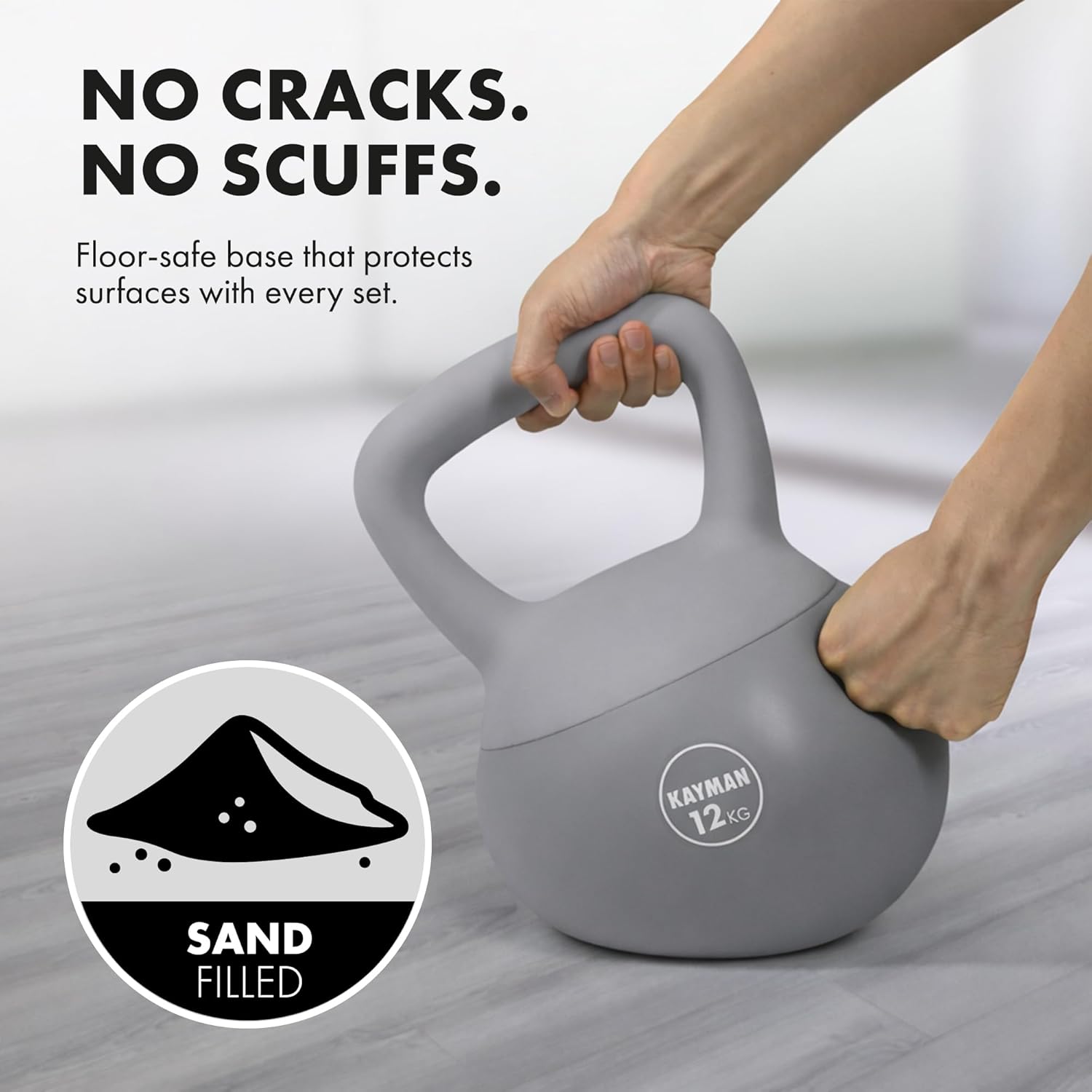 KAYMAN Soft Kettlebell for Home Gym – PVC Coated Weight – Floor Safe Flat Base –...