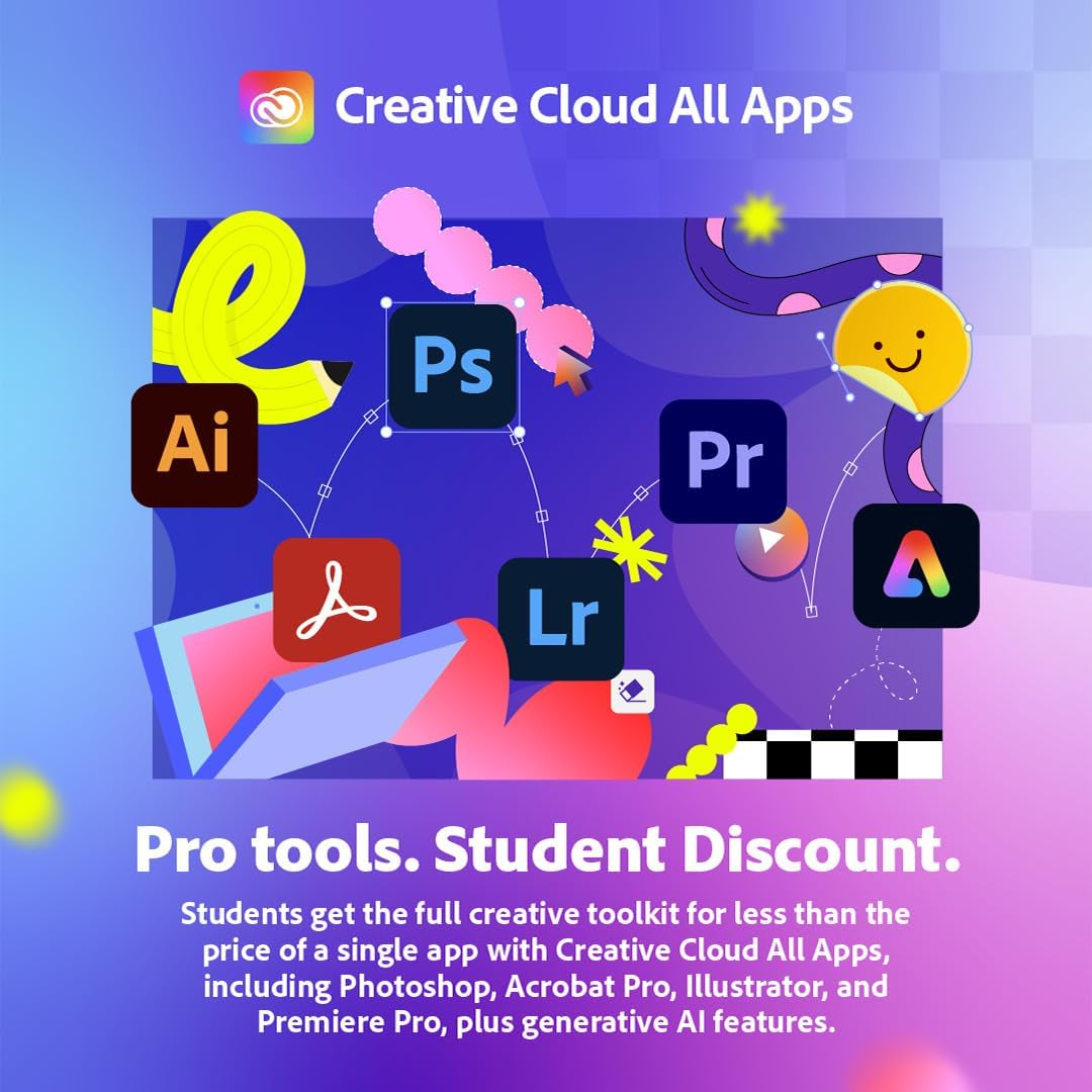 Adobe Creative Cloud Pro | Student & Teacher | Graphic Design | AI Features | 1...