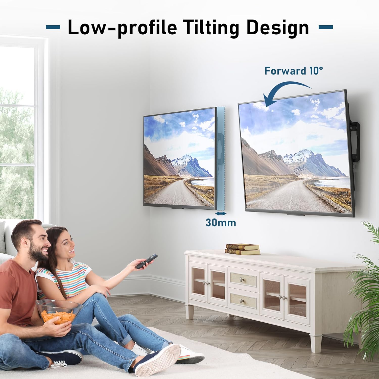 BONTEC TV Wall Mount Bracket for 26-65 inch LCD/LED/OLED Flat/Curved TVs, VESA 4...