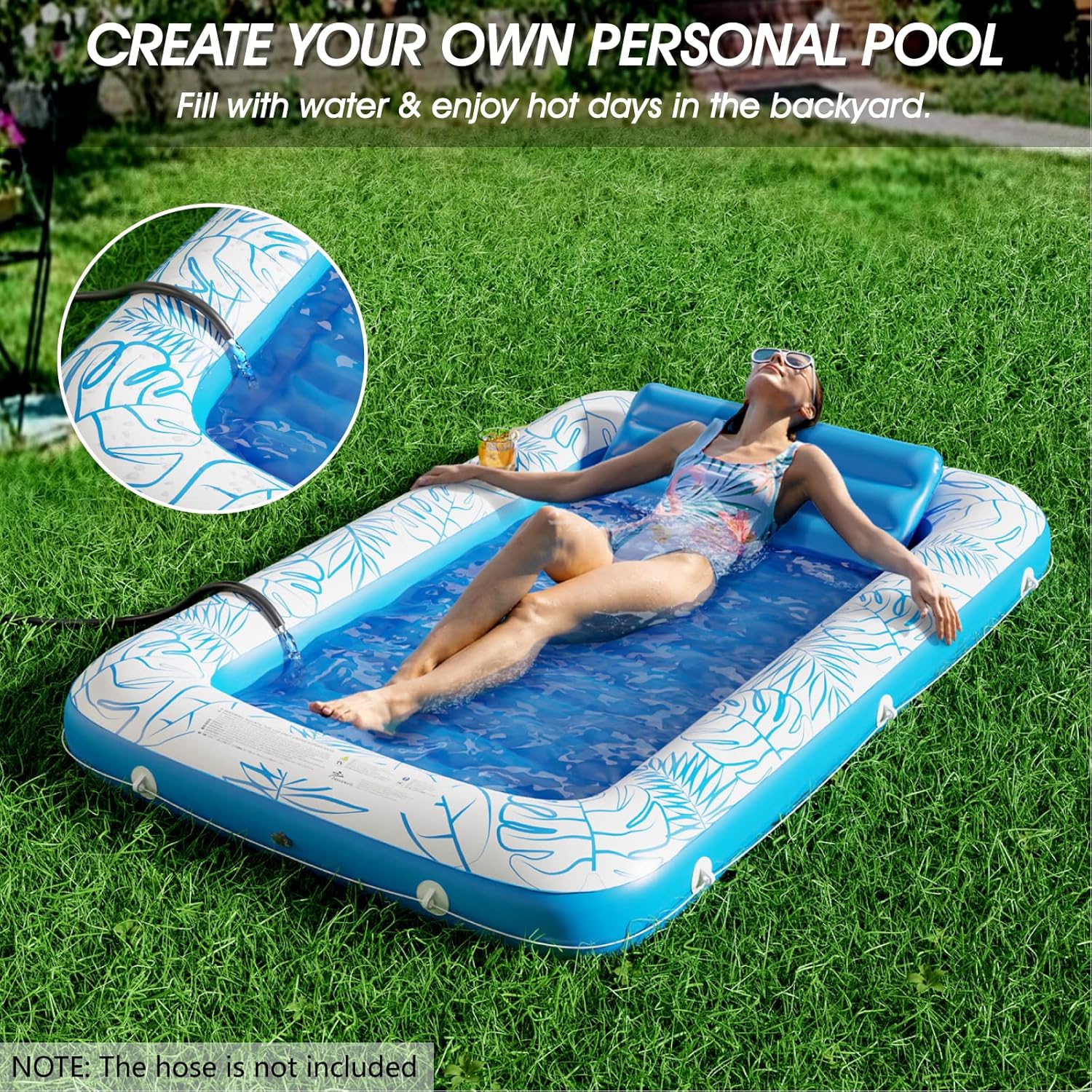 Inflatable Tanning Pool Lounger Float - Jasonwell 4 in 1 Sun Tan Tub Sunbathing...