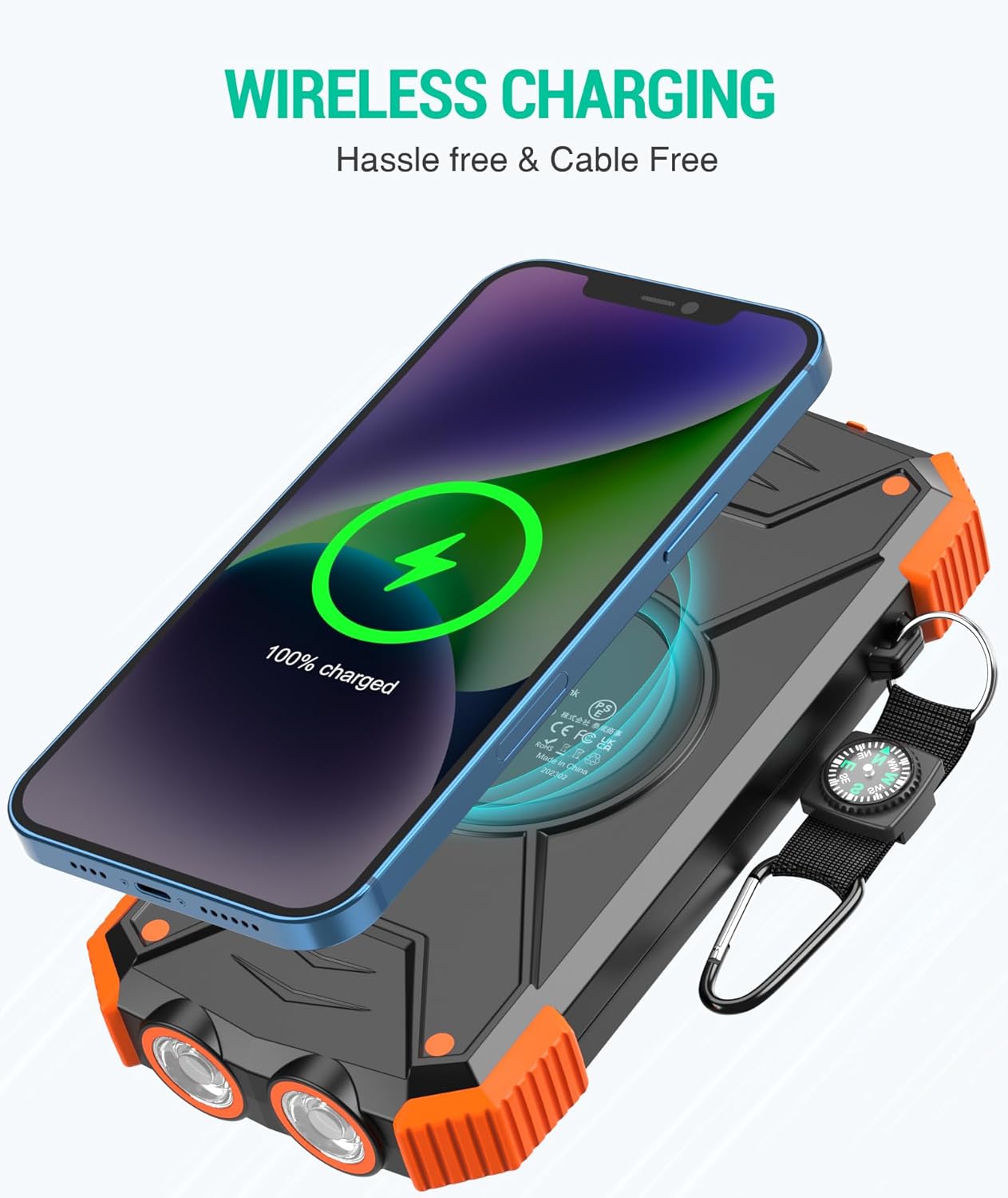 BLAVOR Solar Power Bank 10,000mAh, Portable Wireless Charger, 20W Fast Charging...