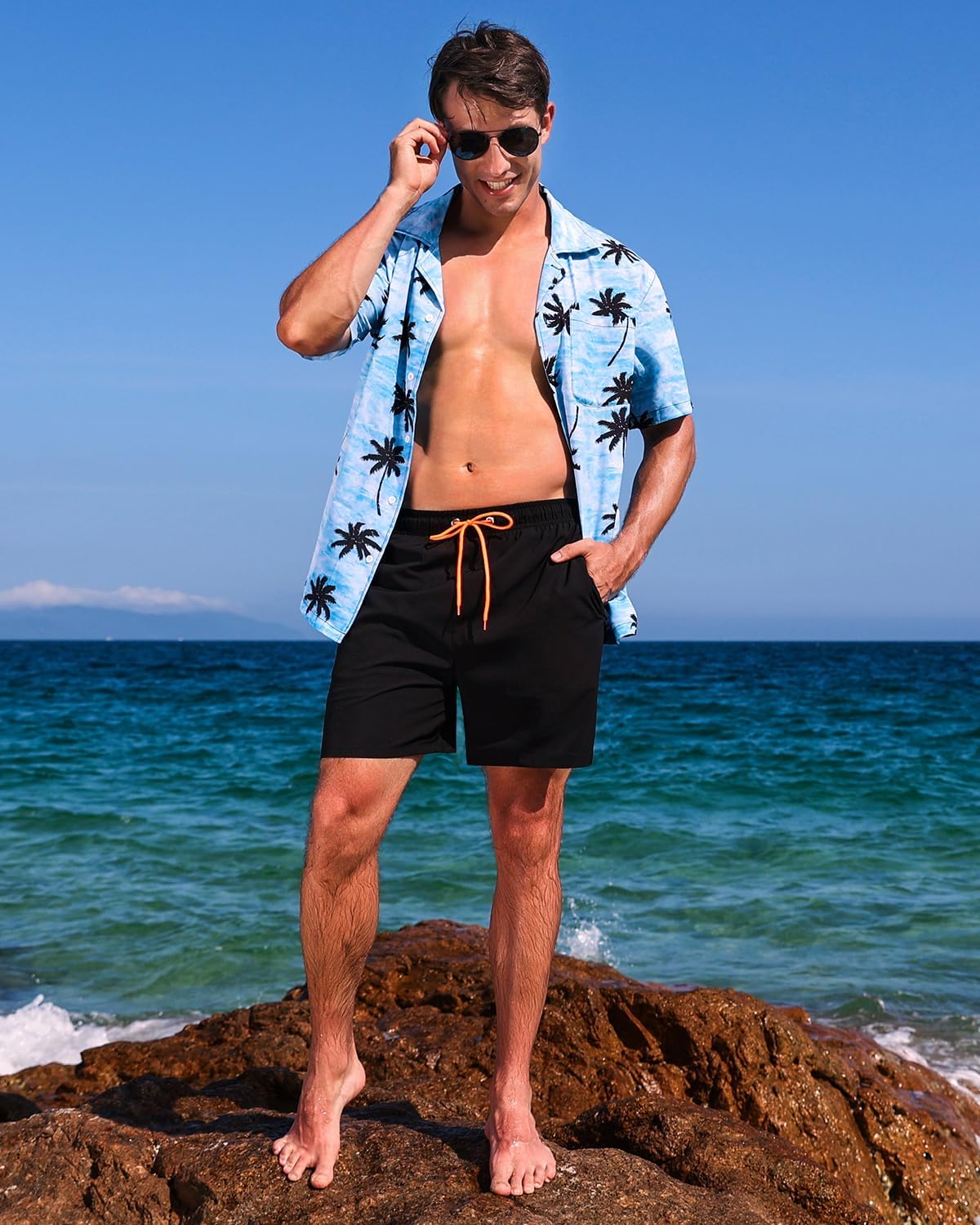 SILKWORLD Mens Swimming Trunks with Compression Liner 2 in 1 Quick-Dry Swim Shor...