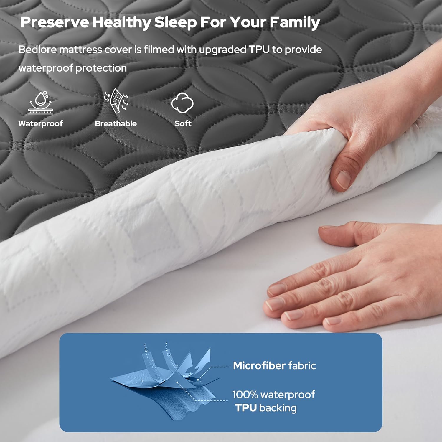 BEDLORE Waterproof Mattress Protector, King Size Mattress Pad with Deep Pocket 6...