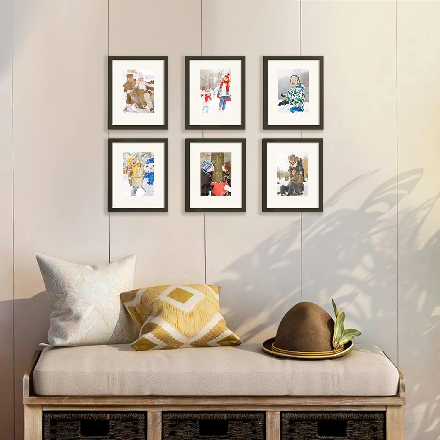 upsimples 8x10 Picture Frame Set of 5, Display Pictures 5x7 with Mat or 8 x 10 W...