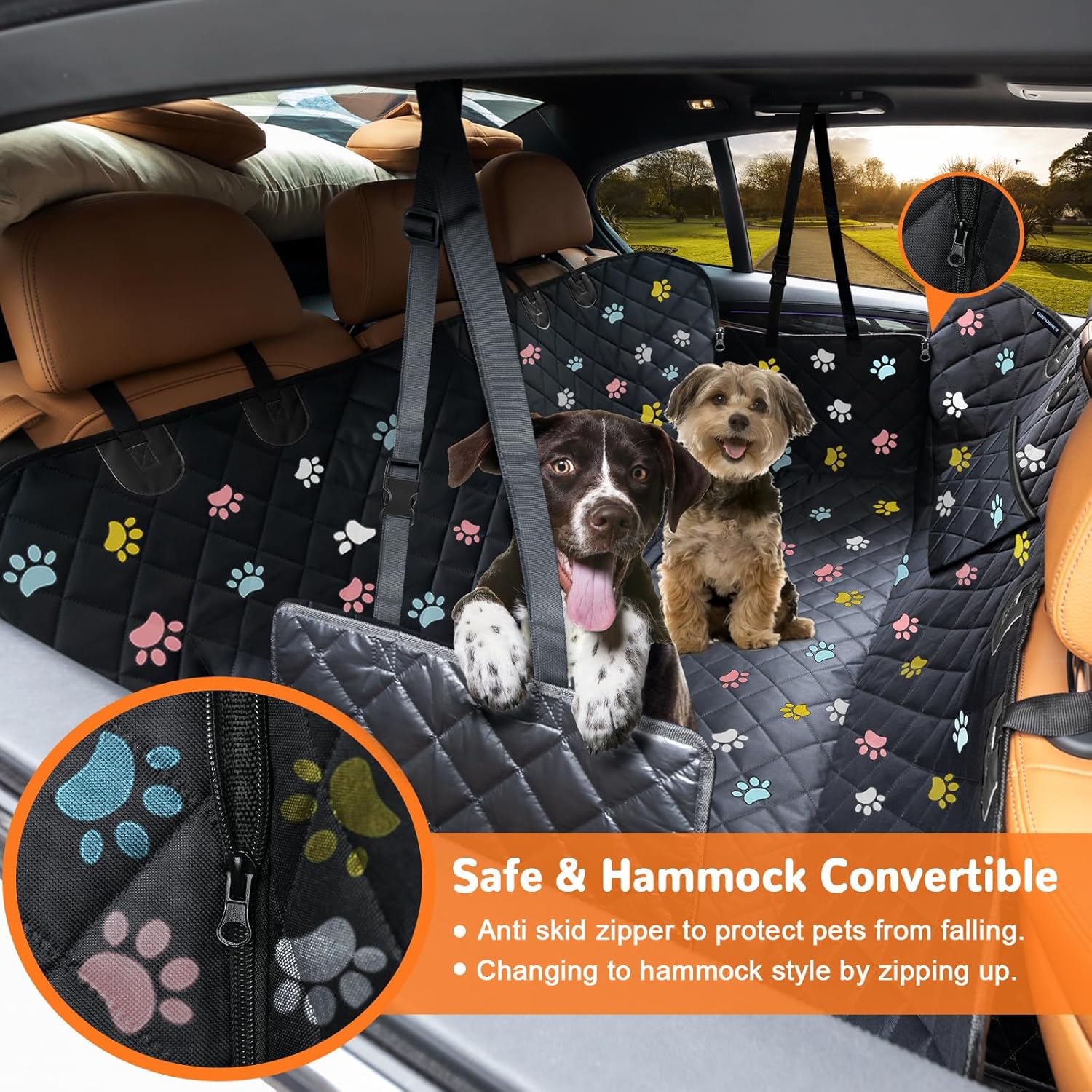 URPOWER Dog Car Seat Cover for Back Seat, Waterproof Dog Hammock for Cars, Truck...