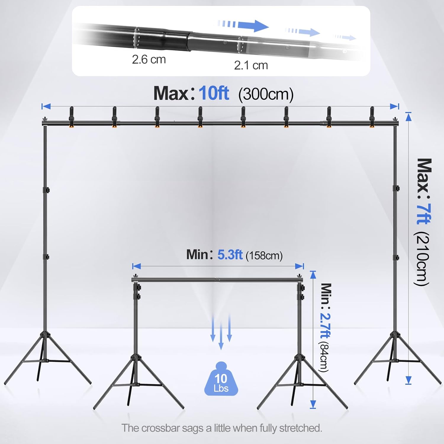 EMART Backdrop Stand 10x7ft(WxH) Photo Studio Adju...