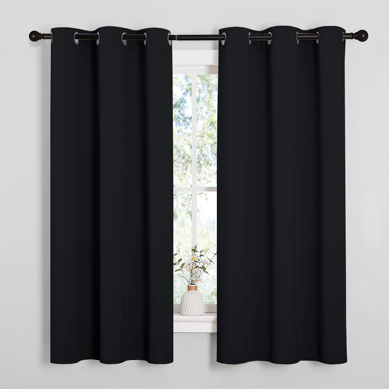 NICETOWN Pitch Black Solid Thermal Insulated Grommet Blackout Curtains/Drapes fo...