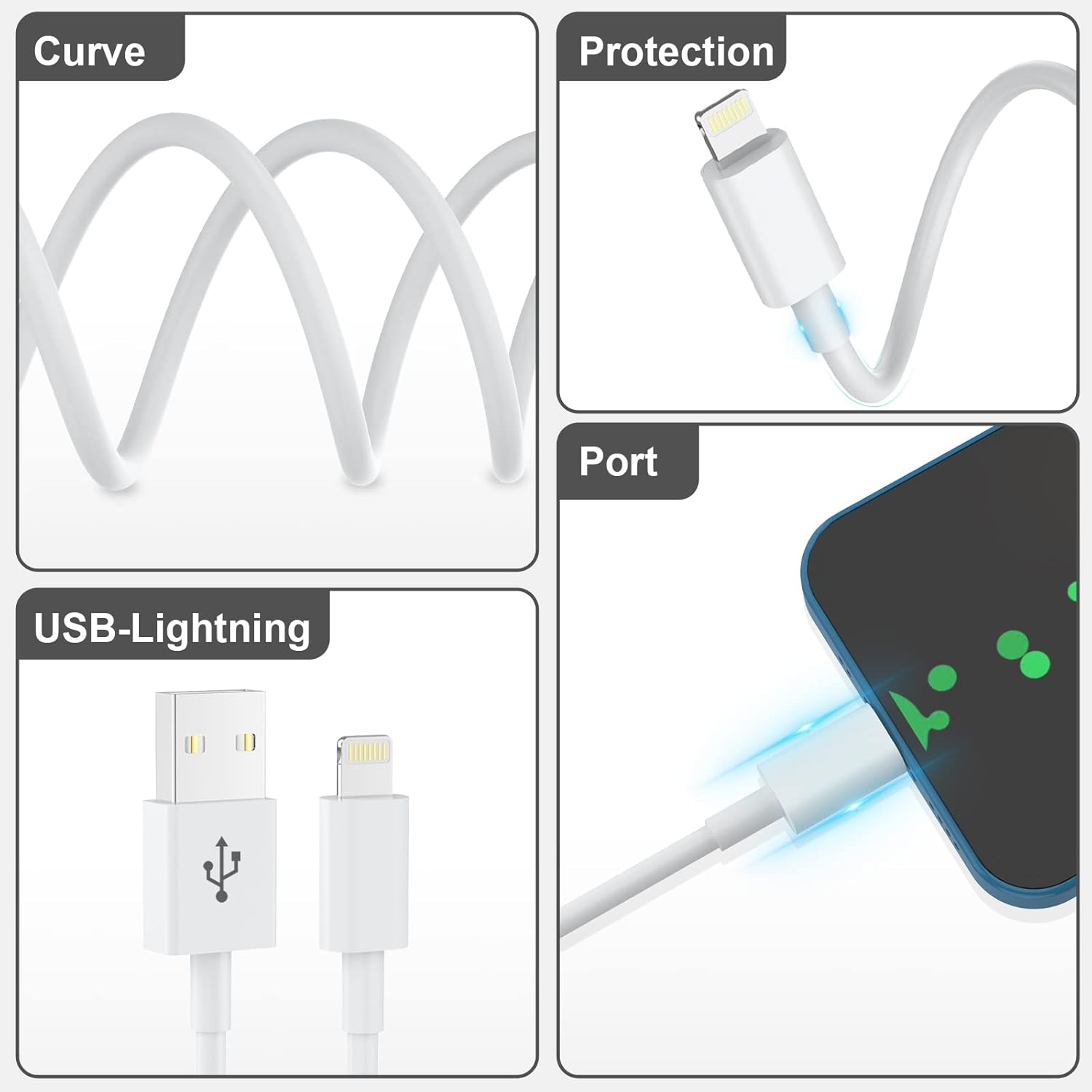 High-Quality iPhone Charger Cable, Special 3 Pack Apple MFi Certified Lightning...