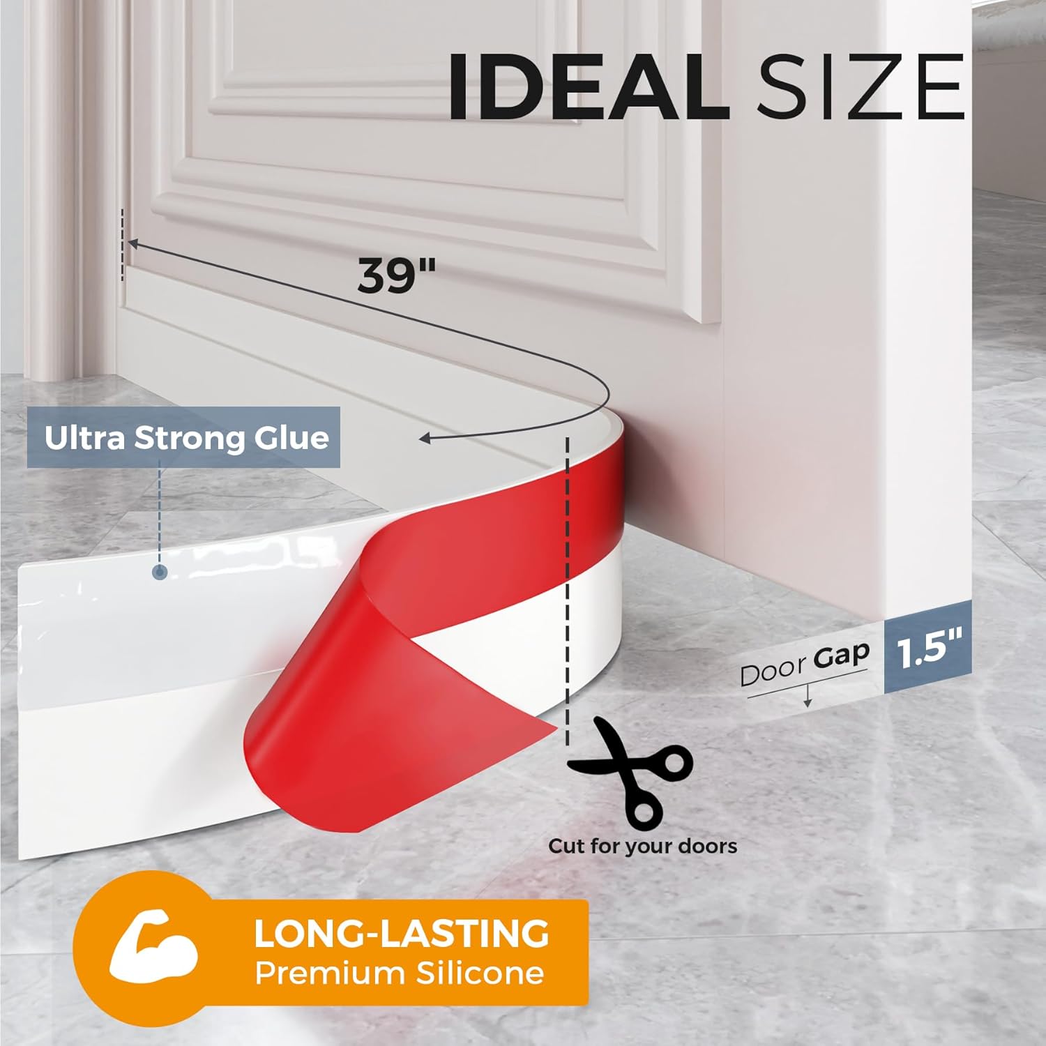 2 Pack Draft Excluder for Doors, Self Adhesive Door Draft Excluder Soundproof We...