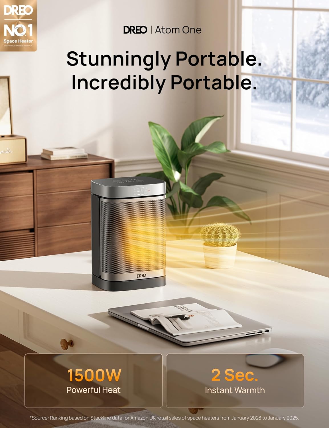 Dreo Electric Space Heater, 70° Oscillating Portab...
