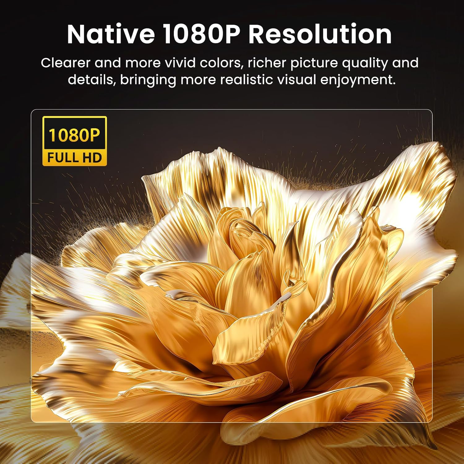 HAPPRUN Native 1080P Bluetooth Mini Projector, Full HD Portable Outdoor Movie Pr...