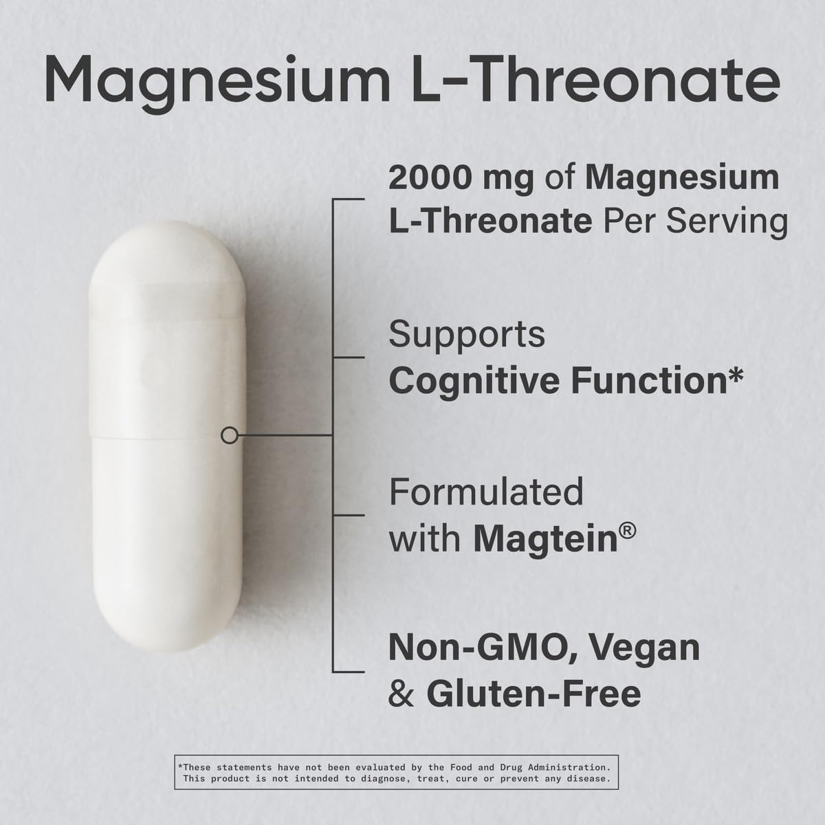 Sports Research® Magnesium L-Threonate Capsules 2000mg - High-Absorption Magtein...