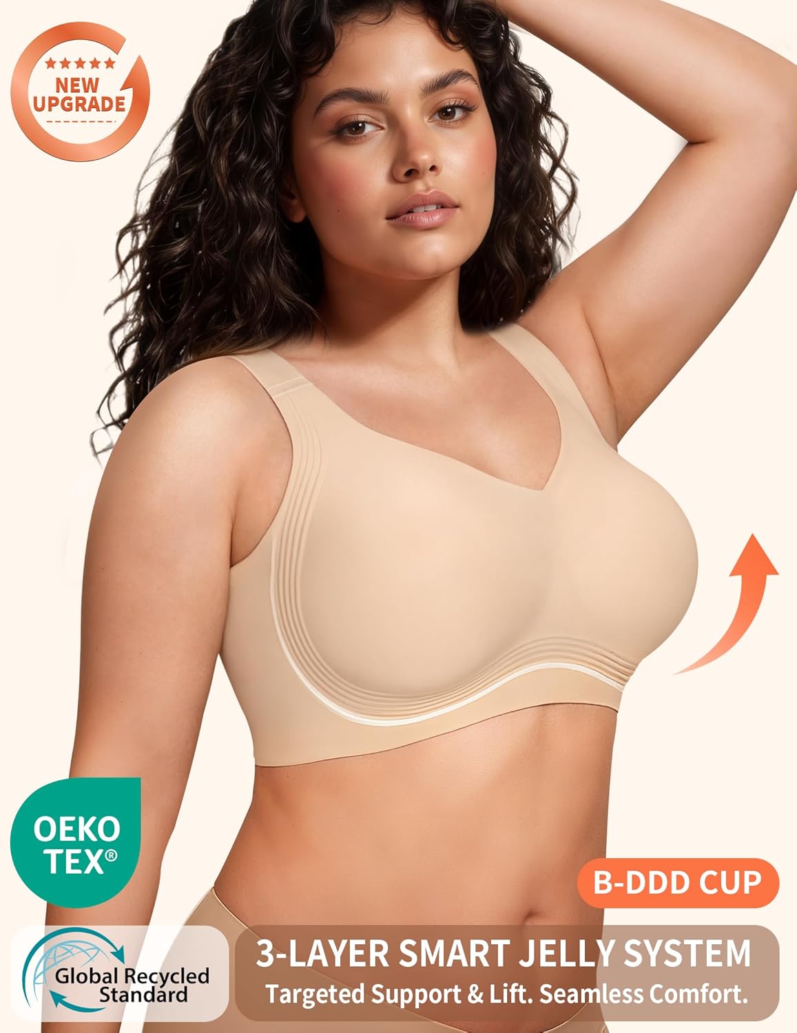 PoseFree Womens Seamless Wireless Supportive Bra Push Up Comfort Soft No Underwi...