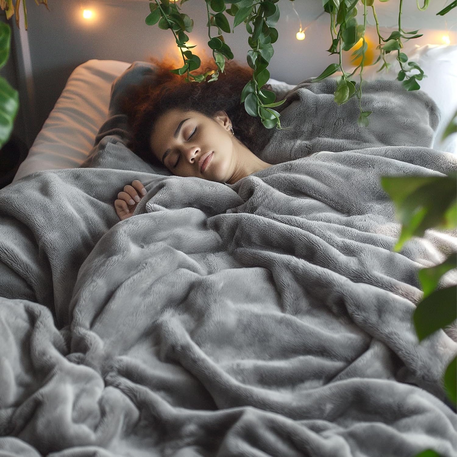 Bedsure GentleSoft Fleece Bed Blankets Queen Size Grey - Soft Warm Spring Blanke...