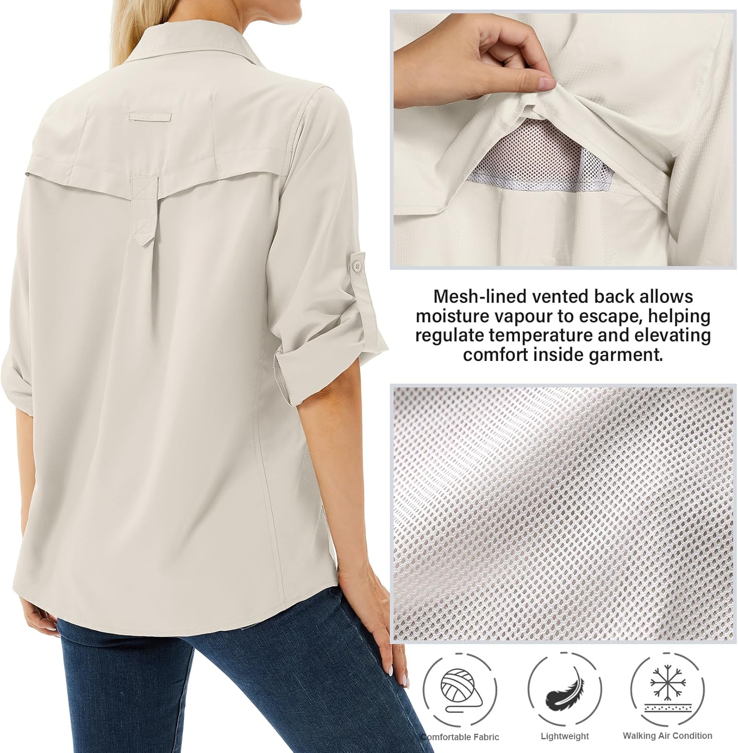 Women's UPF 50 Sun Protection Shirts, Unique Long Sleeve Design for Safari and F...