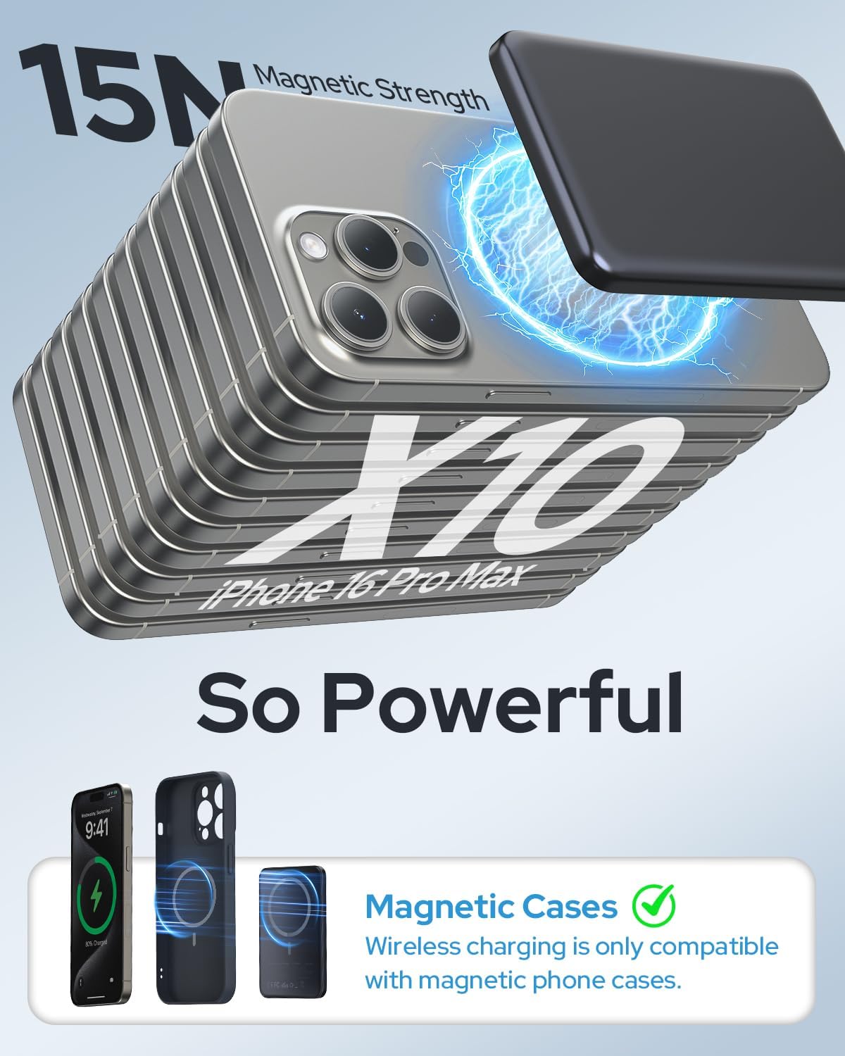 for Magsafe Power Bank, 5000mAh Ultra-Slim Wireless Portable Charger,Magnetic Po...