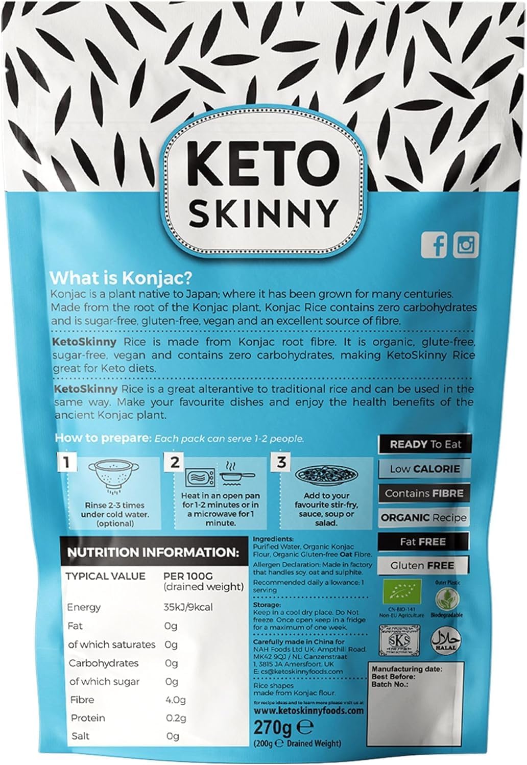 Keto Skinny Rice, Special Keto Diet Food for Health Enthusiasts, Organic Konjac...