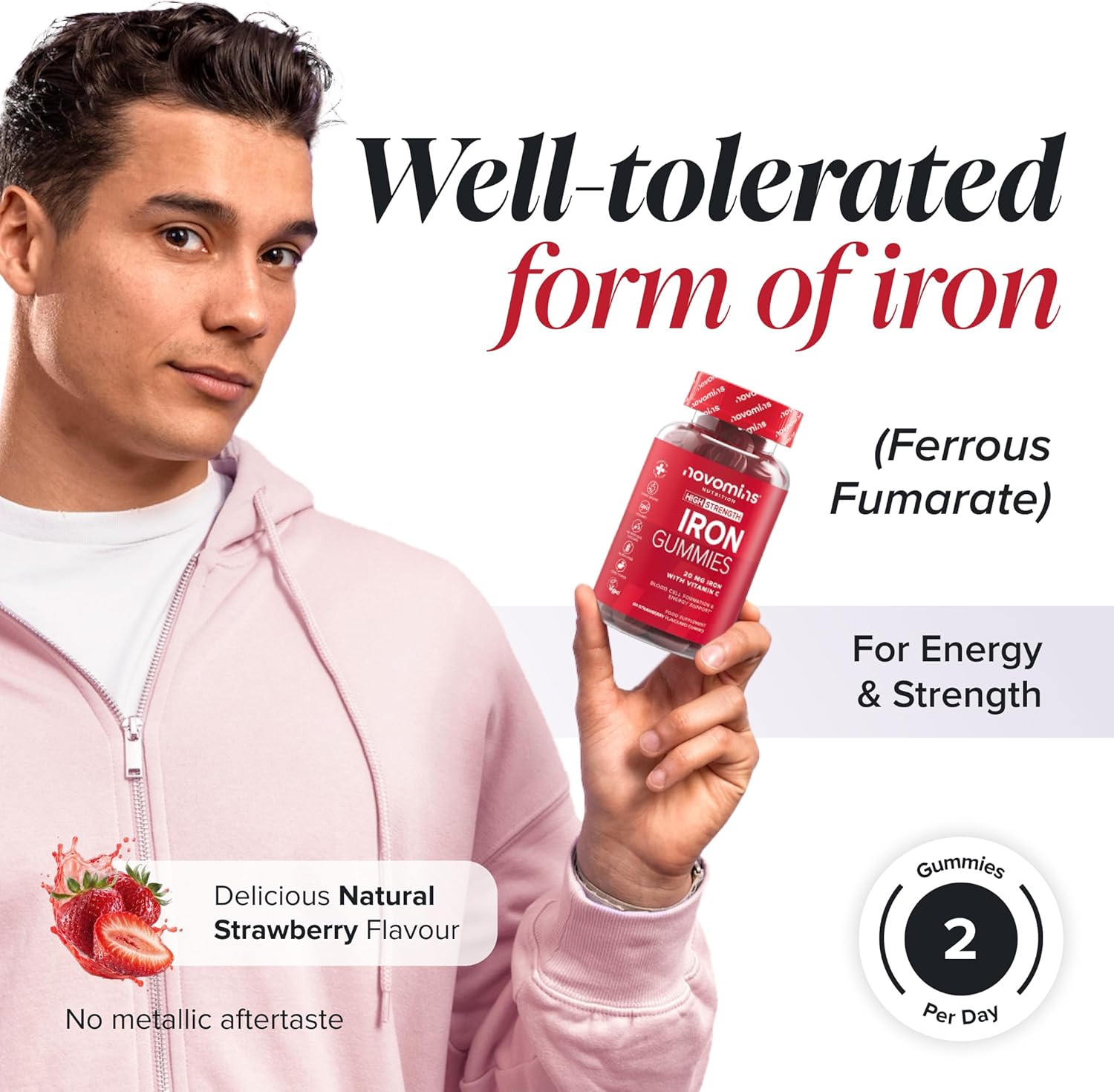 Iron Gummies with Vitamin C - 1-Month Supply - 20mg High Strength Alternative to...