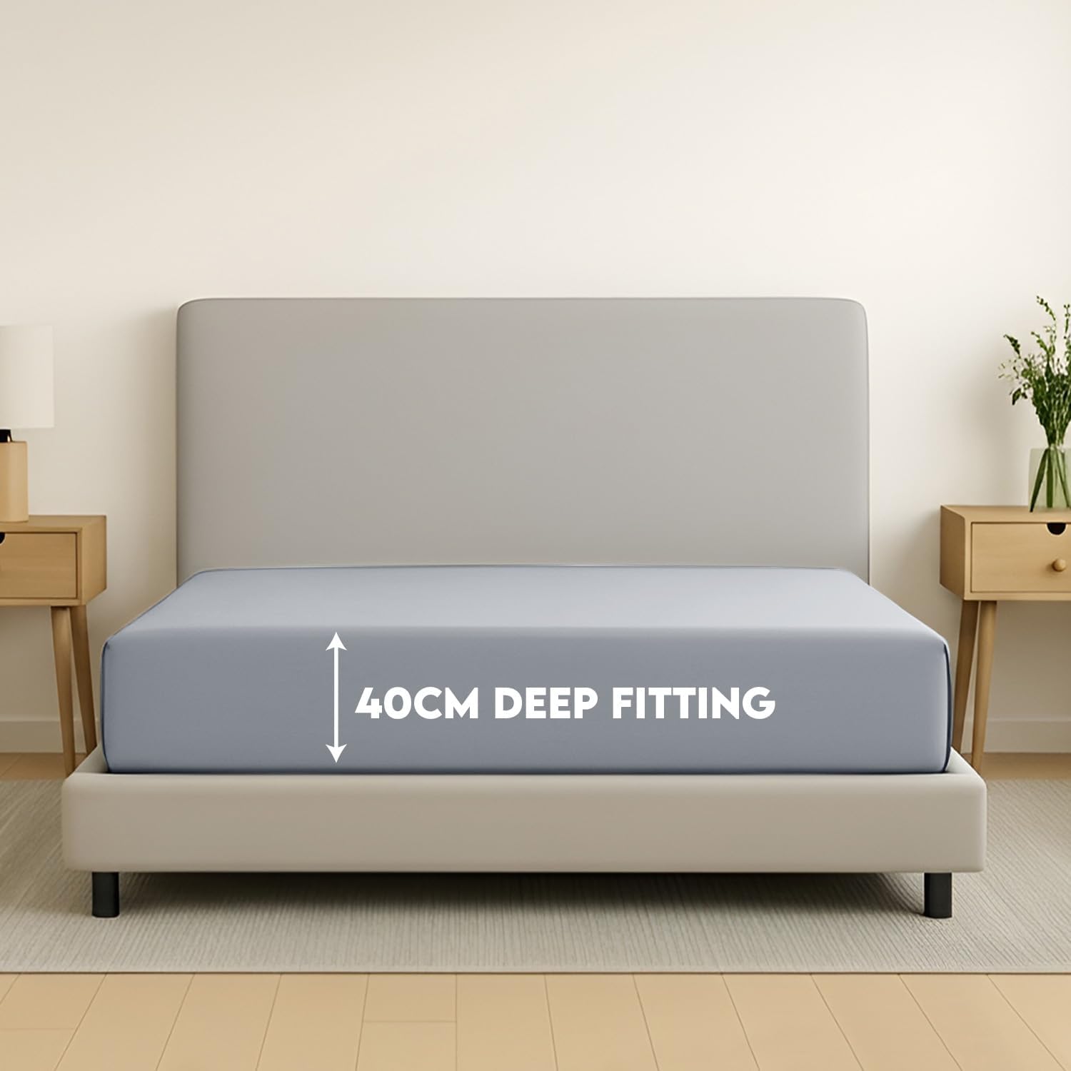 Moonlight Bedding Fitted Sheet, Special 40 Cm Extra Deep Pocket Bed Sheets, High...