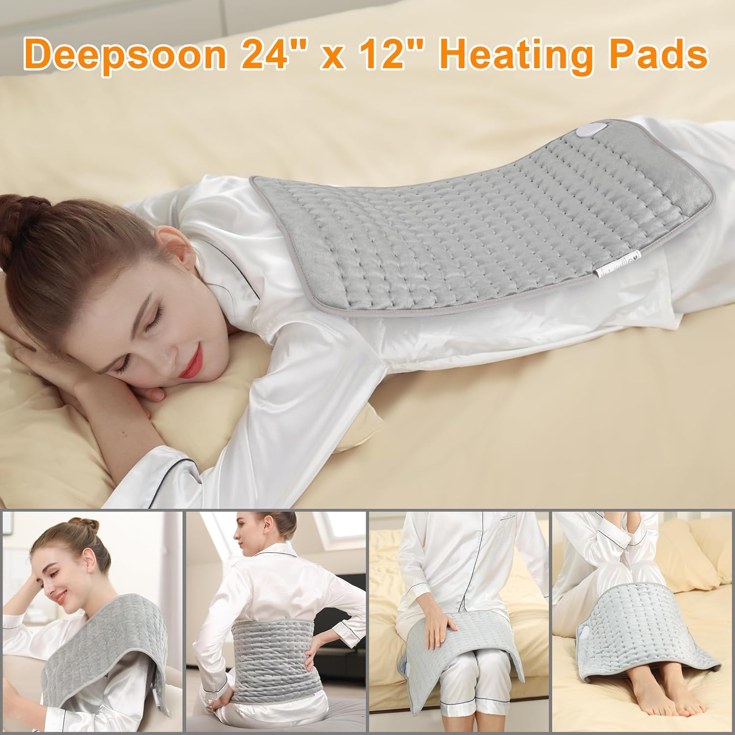 Deepsoon Heating Pad,Electric Heating Pads for Back,Neck,Abdomen,Moist Heating P...