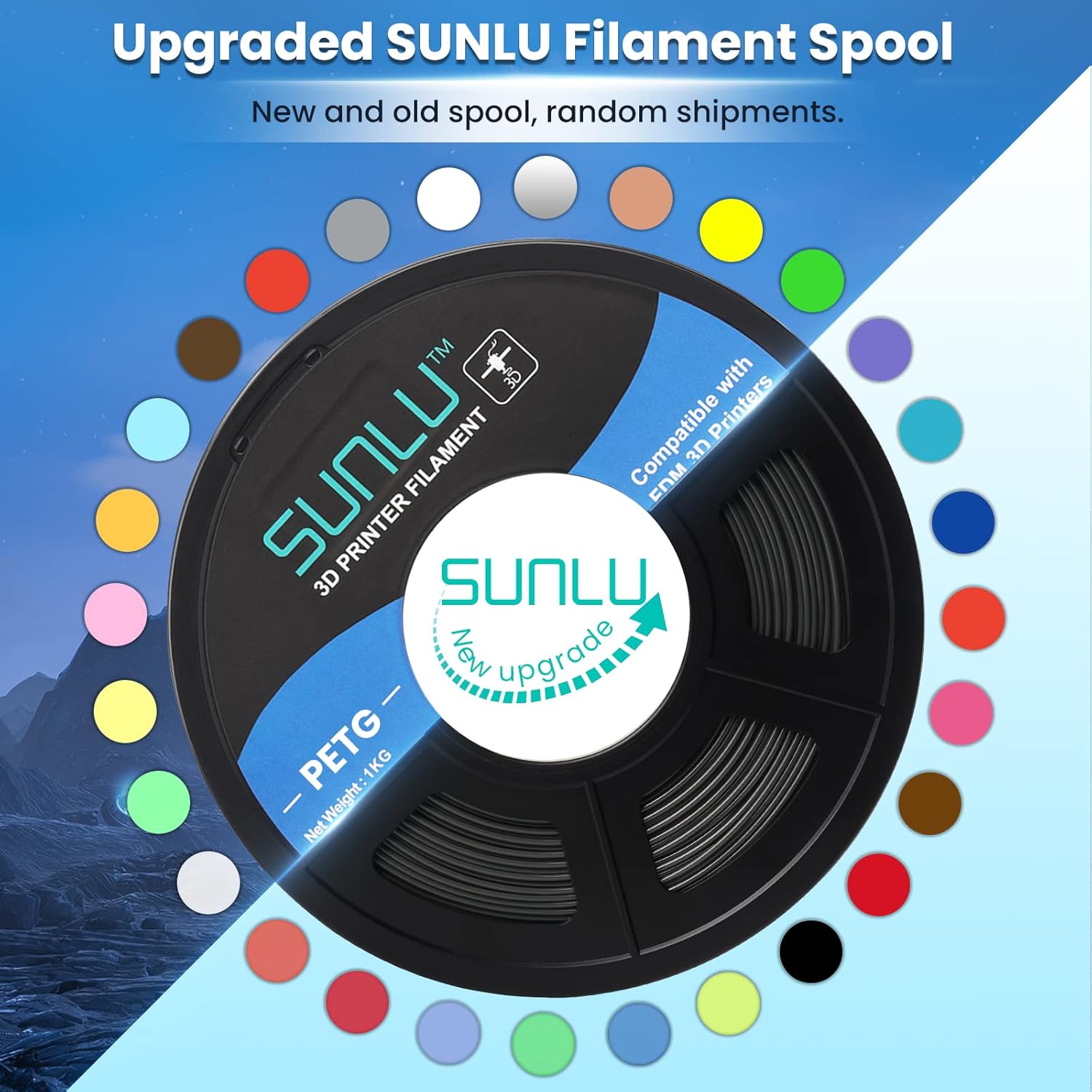 SUNLU PETG 3D Printer Filament, Strong PETG 3D Printer Filament 1.75mm, Neatly W...