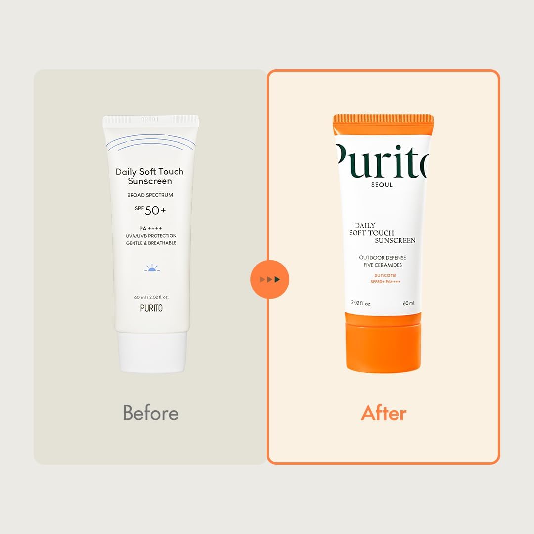 PURITO SEOUL Daily Soft Touch Sunscreen, 60ml, SPF50+ PA++++, Ceramides, Non Whi...