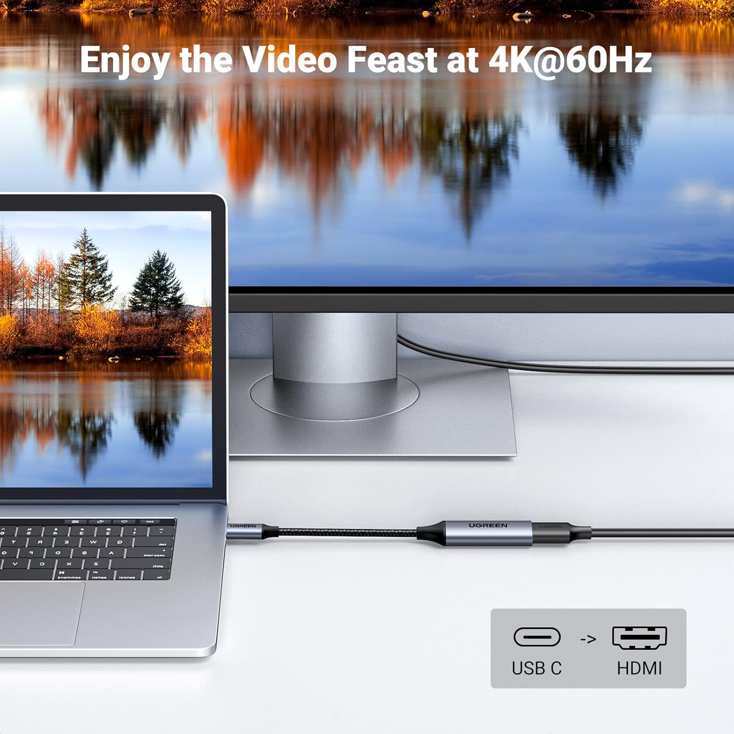 UGREEN USB C to HDMI Adapter 4K@60Hz 1440P@144/120Hz 1080P@240Hz Thunderbolt 3/4...