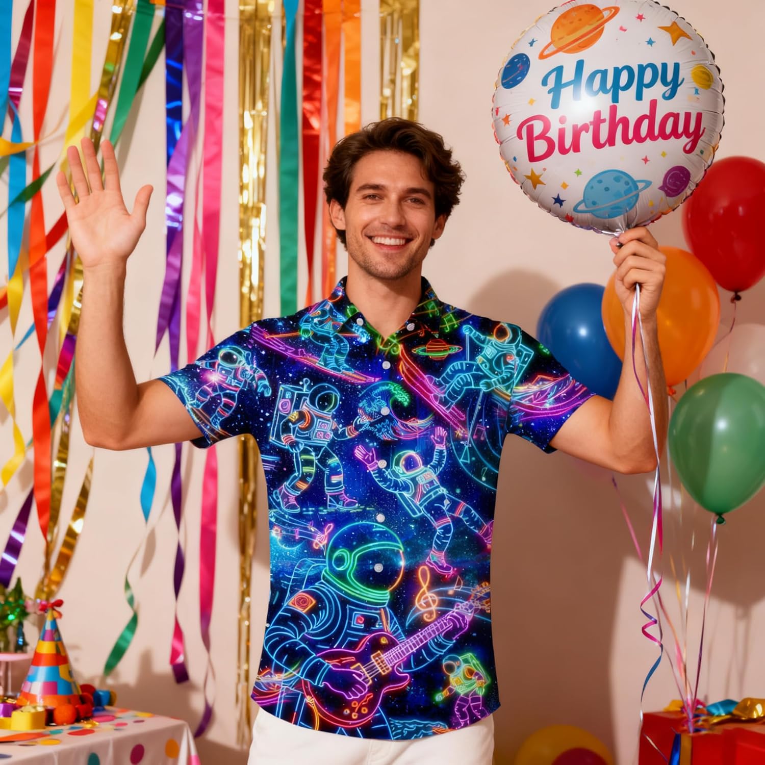 ALISISTER Mens Hawaiian Shirt, Special 3D Print Casual Button Down Shirt, Unique...