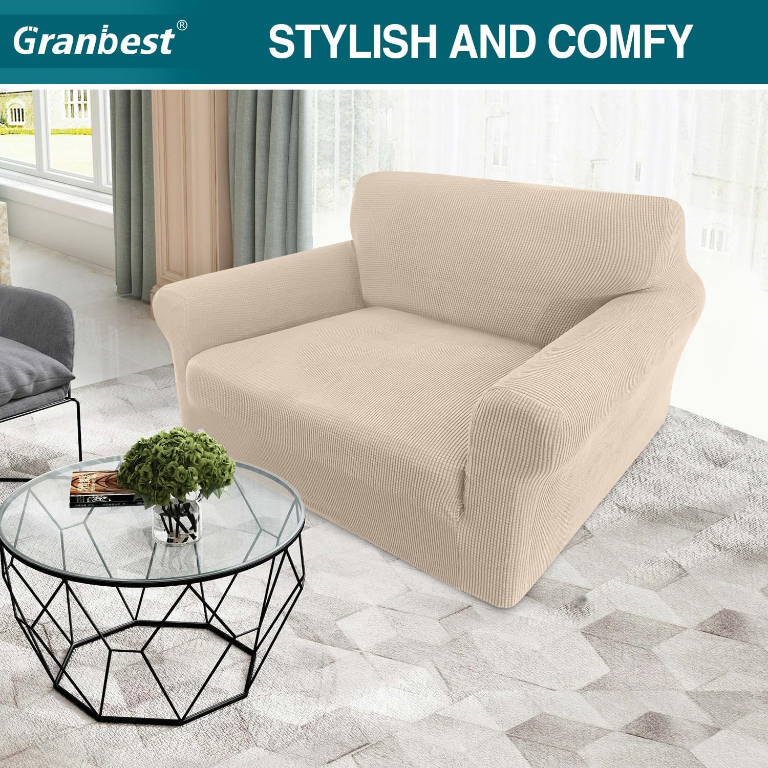 Granbest High Stretch Armchair Covers Super Soft Chair Covers for Living Room Ja...