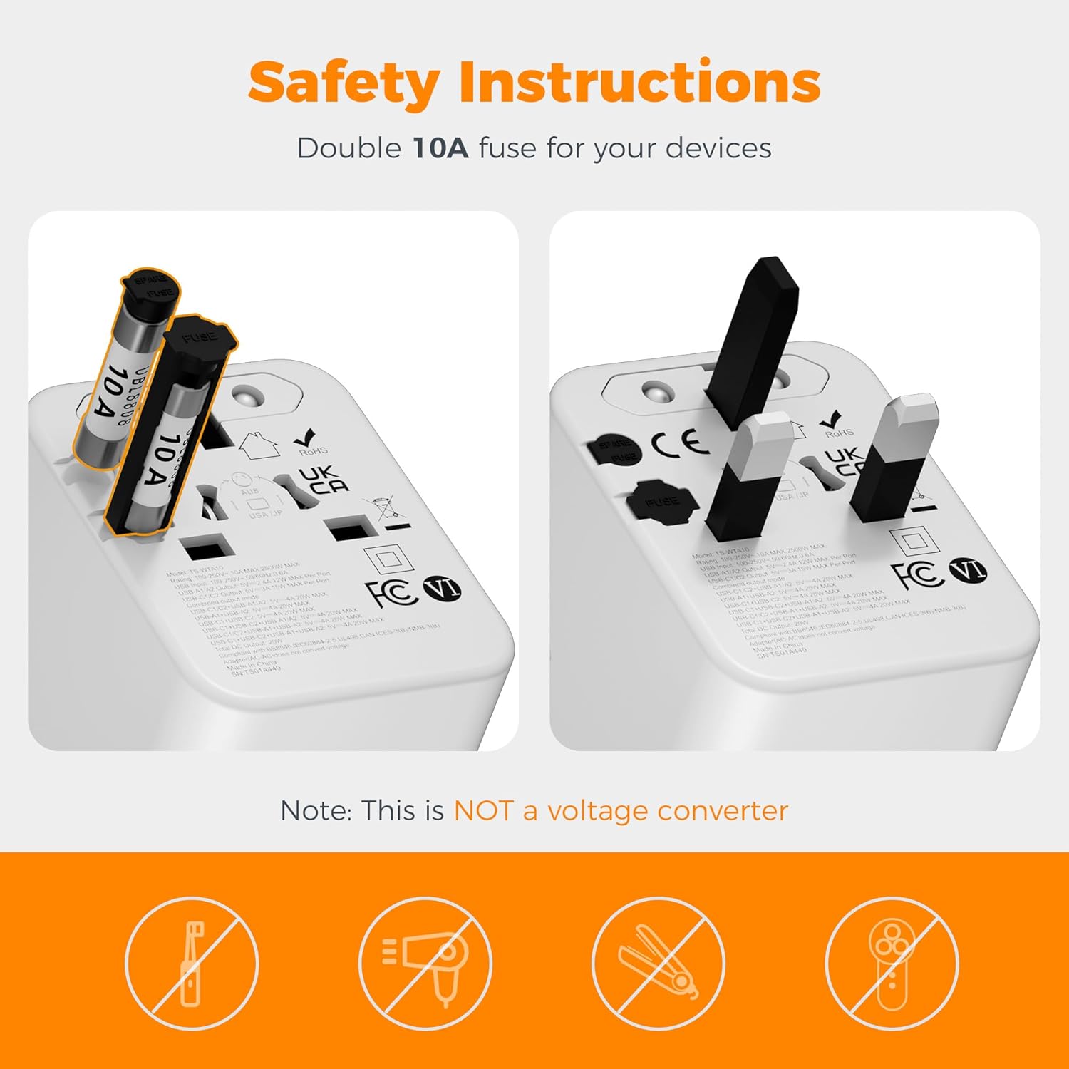 TESSAN Universal Travel Adapter Worldwide with 2 USB C and 2 USB A Ports, Univer...