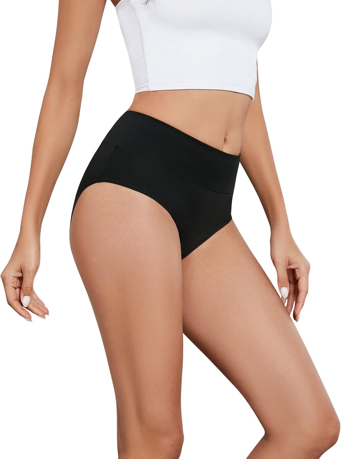coskefy Underwear Women, High Waisted Cotton Knickers Ladies Full Briefs Soft Pa...
