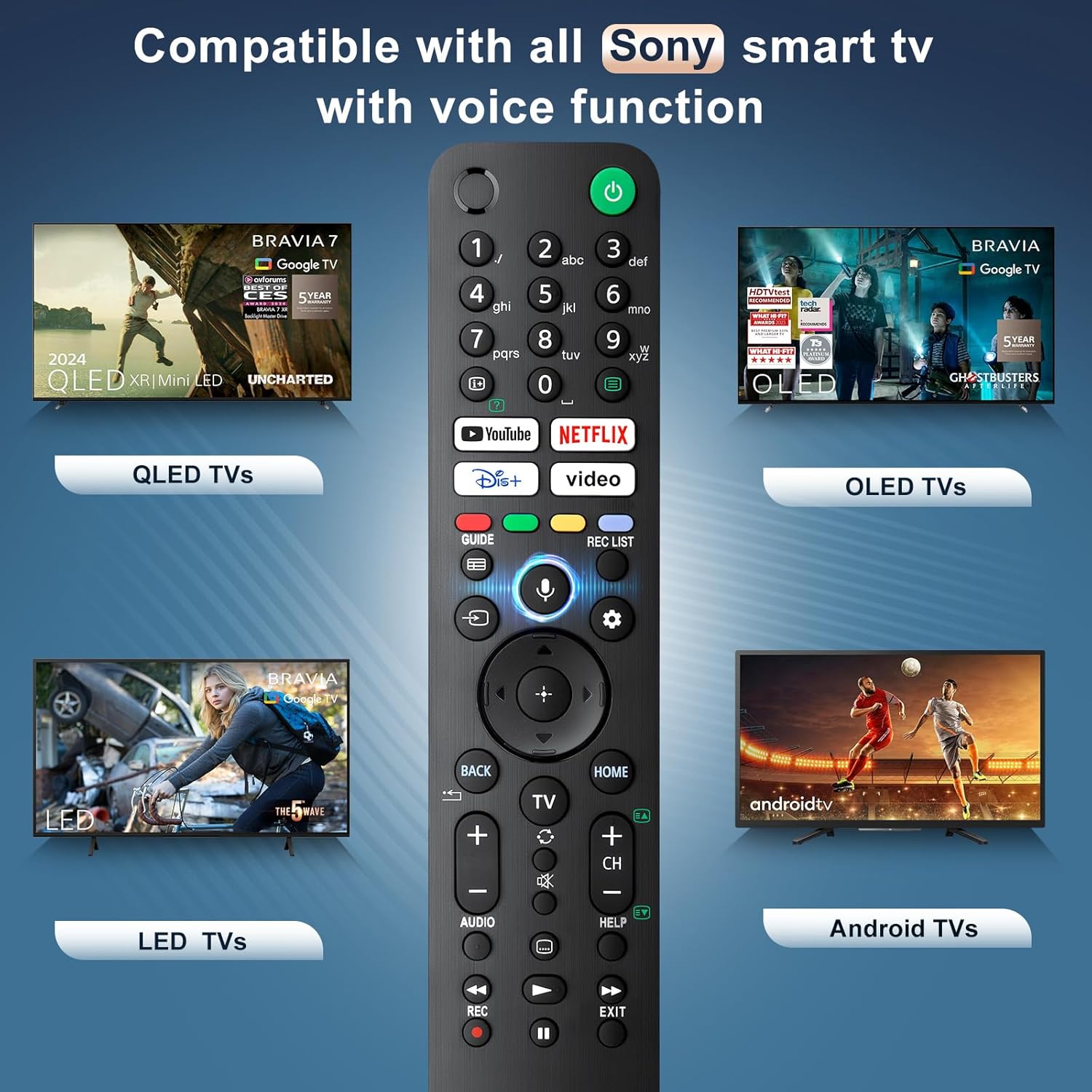 Universal Voice Remote Control for Sony Bravia TV, Suitable for All Sony TVs wit...