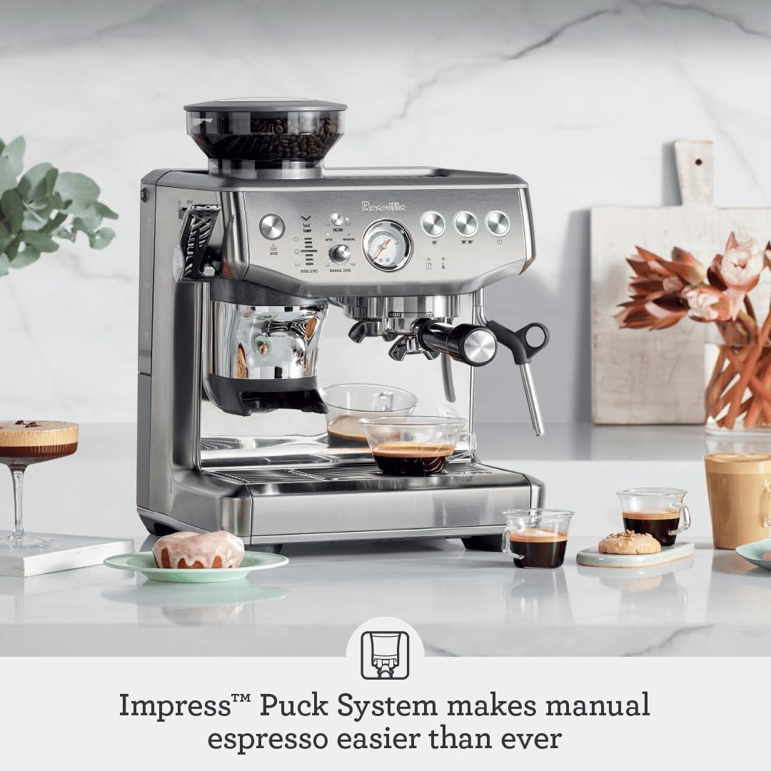 Breville Barista Express Impress Espresso Machine BES876BSS, Brushed Stainless S...