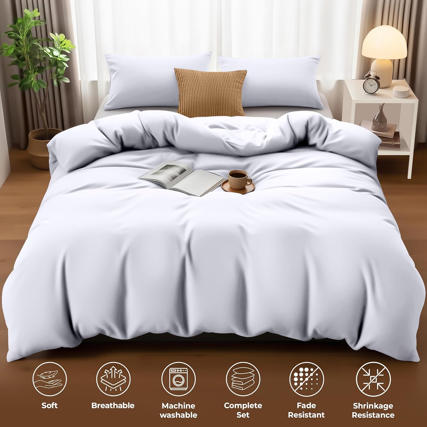 Utopia Bedding Duvet Quilt Cover Set with Pillow cases, Double - Soft Microfibre...