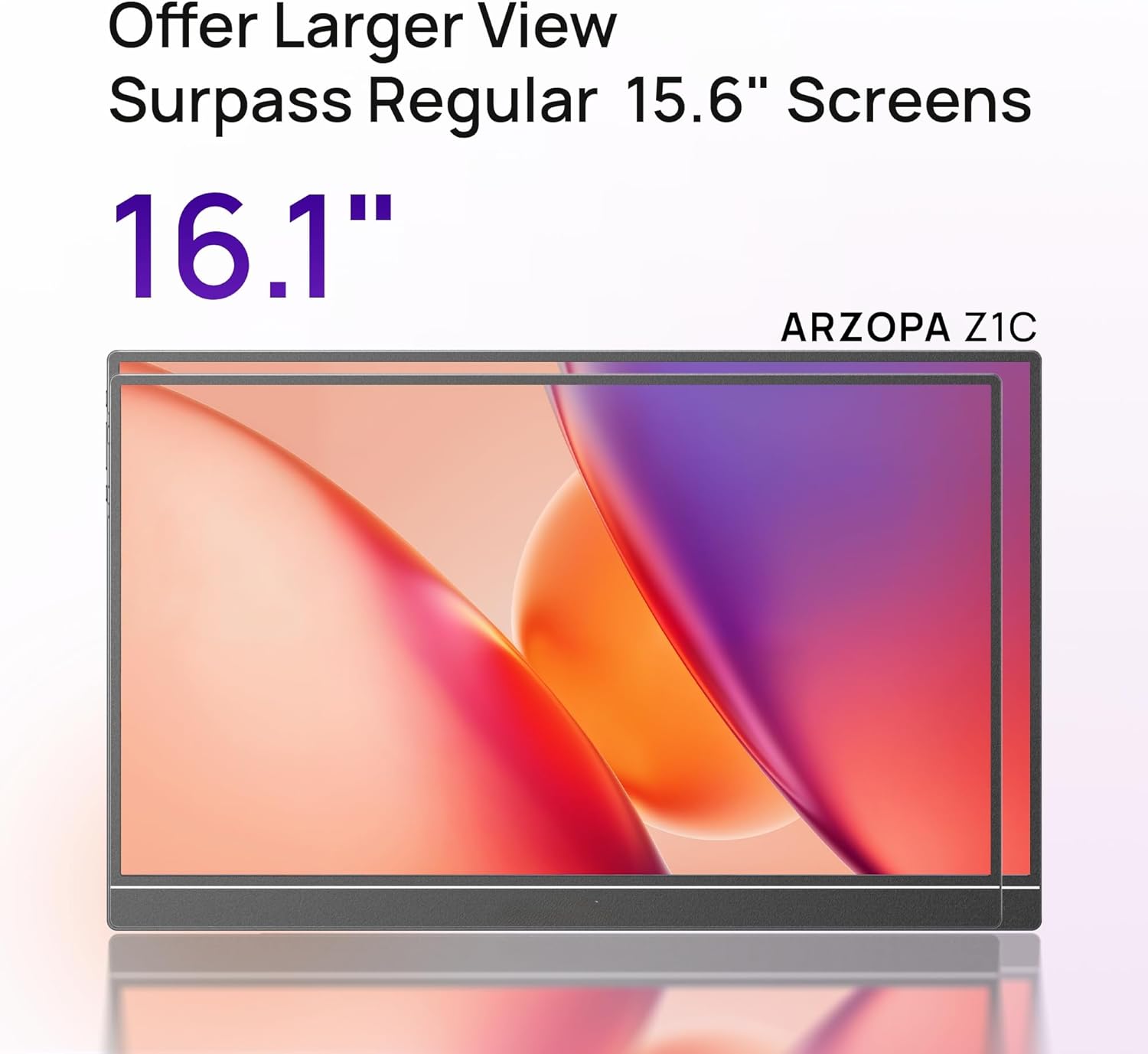 ARZOPA 16.1" Portable Monitor, 1920×1080 FHD IPS Portable Monitor for Laptop wit...