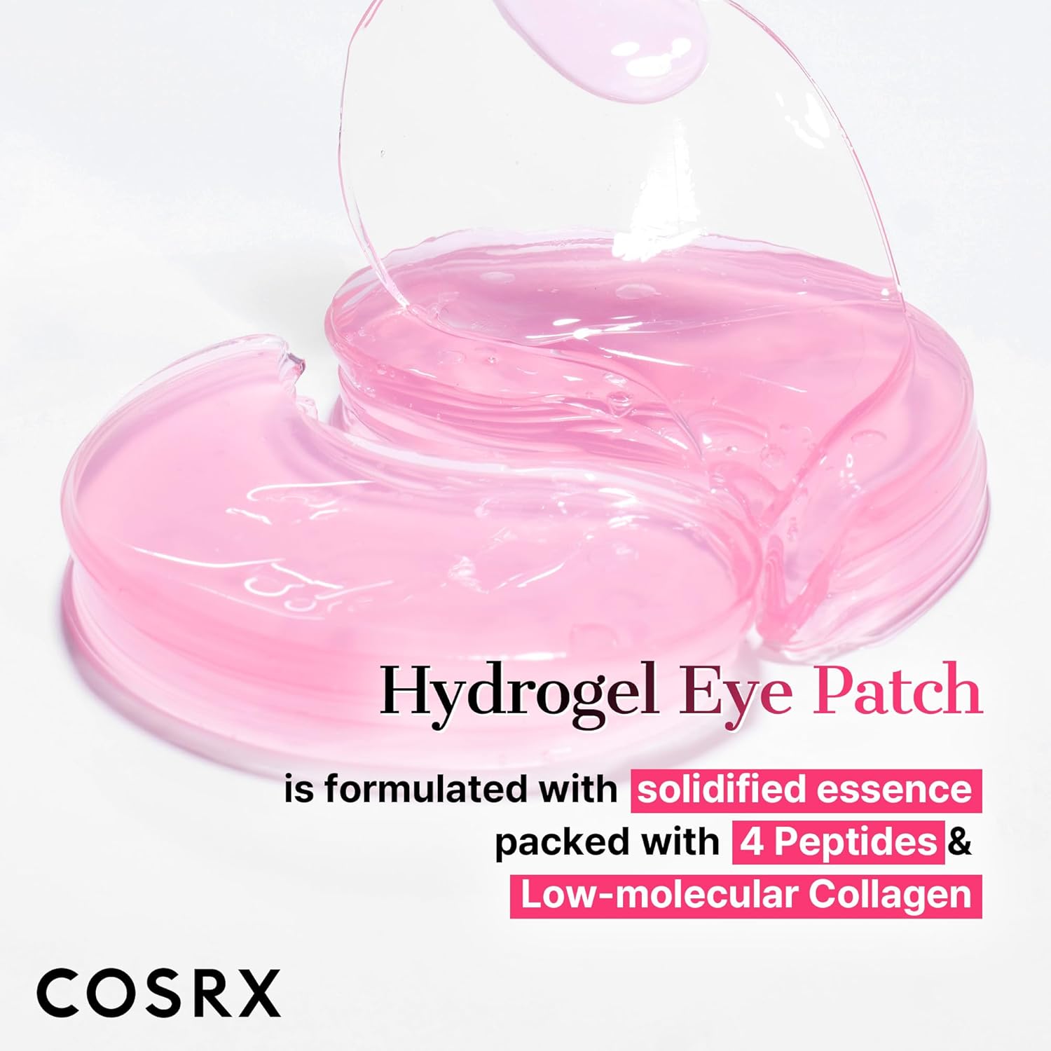 COSRX Pink Peptides Collagen Hydrogel Eye Patch for Puffy Eyes and Dark Circles,...
