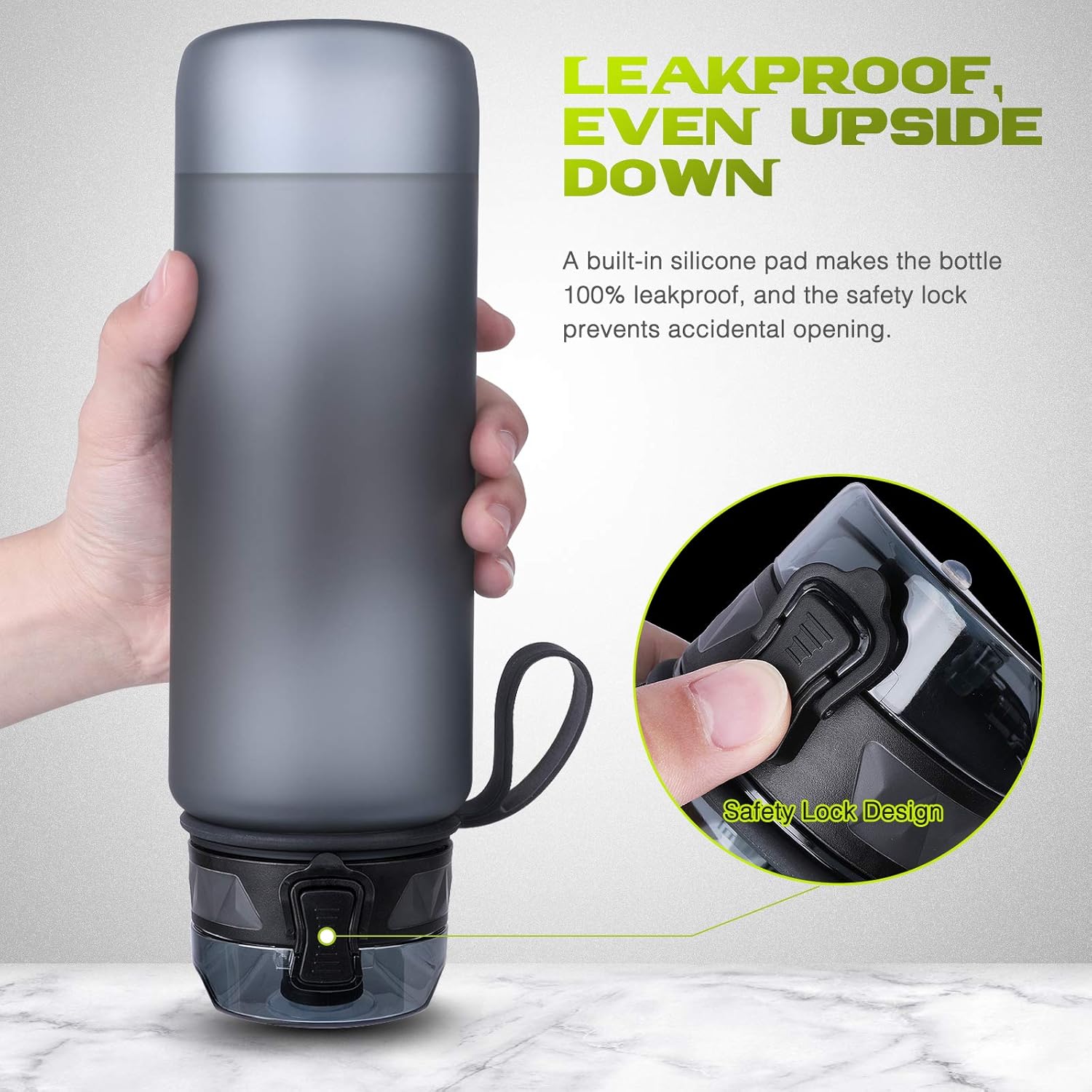 Sports Water Bottle 1L Leakproof Design Water Bottle, BPA Free Tritan Plastic Dr...