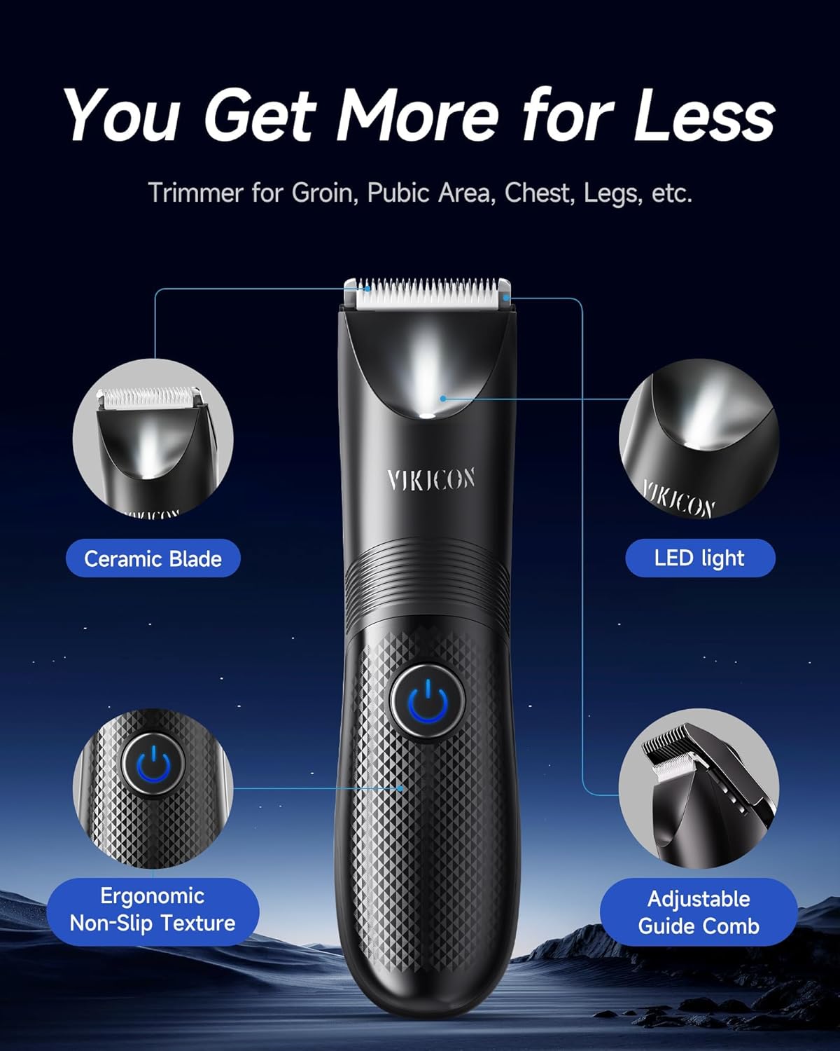 Manscape Body Trimmer Men, Painless Pubic & Balls Trimmer Men, Body Shavers w/Ce...