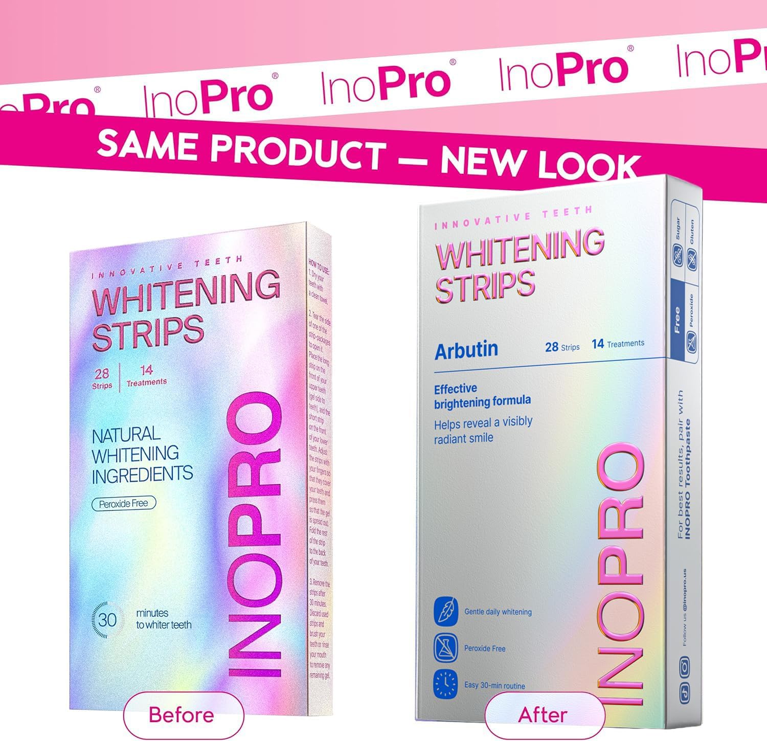 InoPro Teeth Whitening Strips 14 Treatments Kit - Enamel Safe Teeth Whitener, Pe...