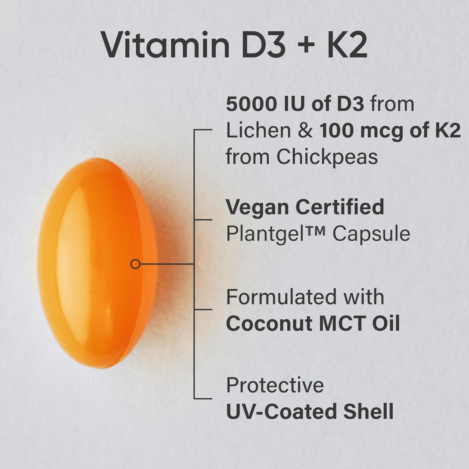 Sports Research® Vitamin D3 + K2 w/ Coconut Oil - Vegan Vitamin D 5000iu & Mk7 V...